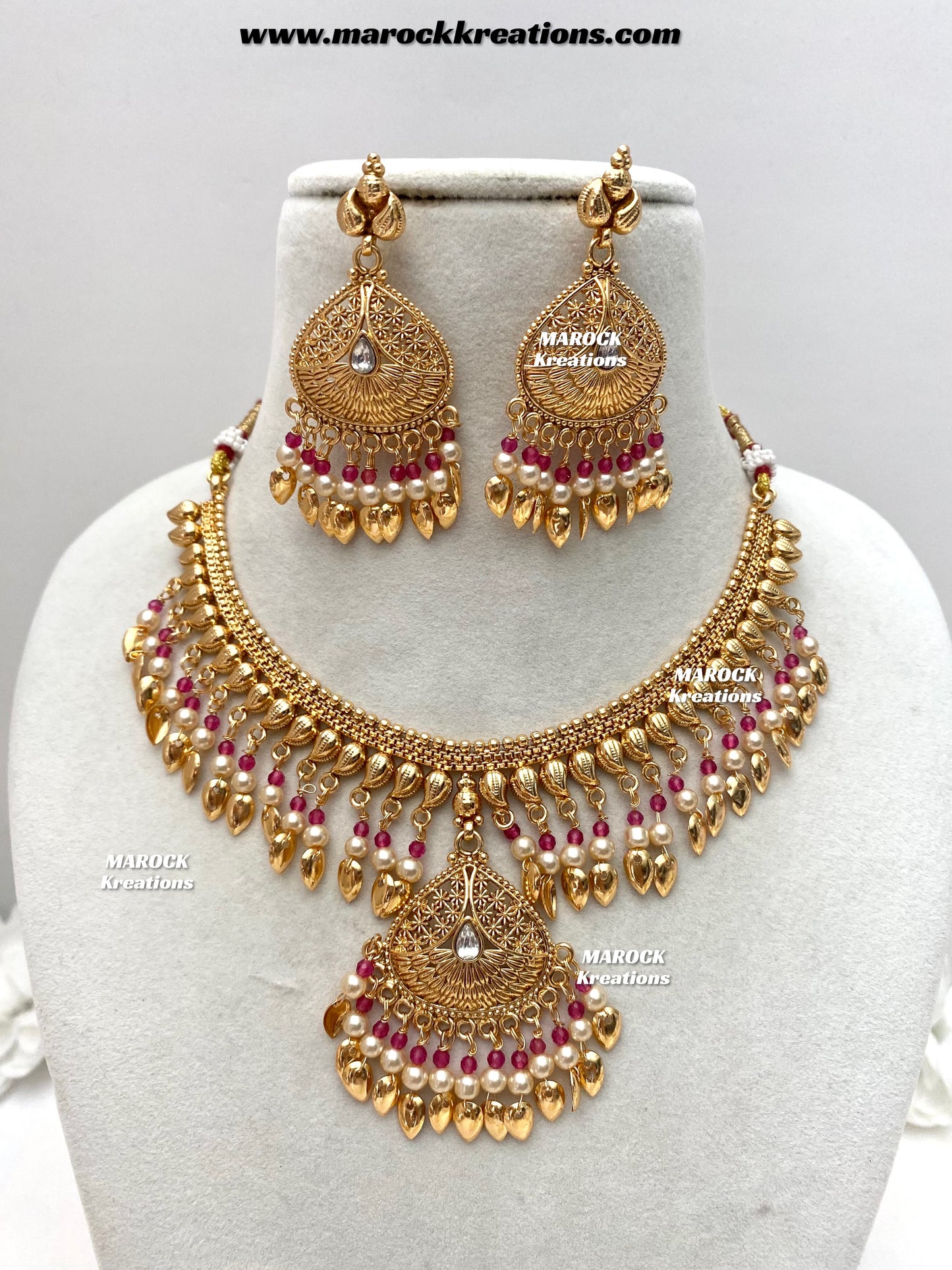 Feraz Premium Quality Gold Plated peepal patti necklace set