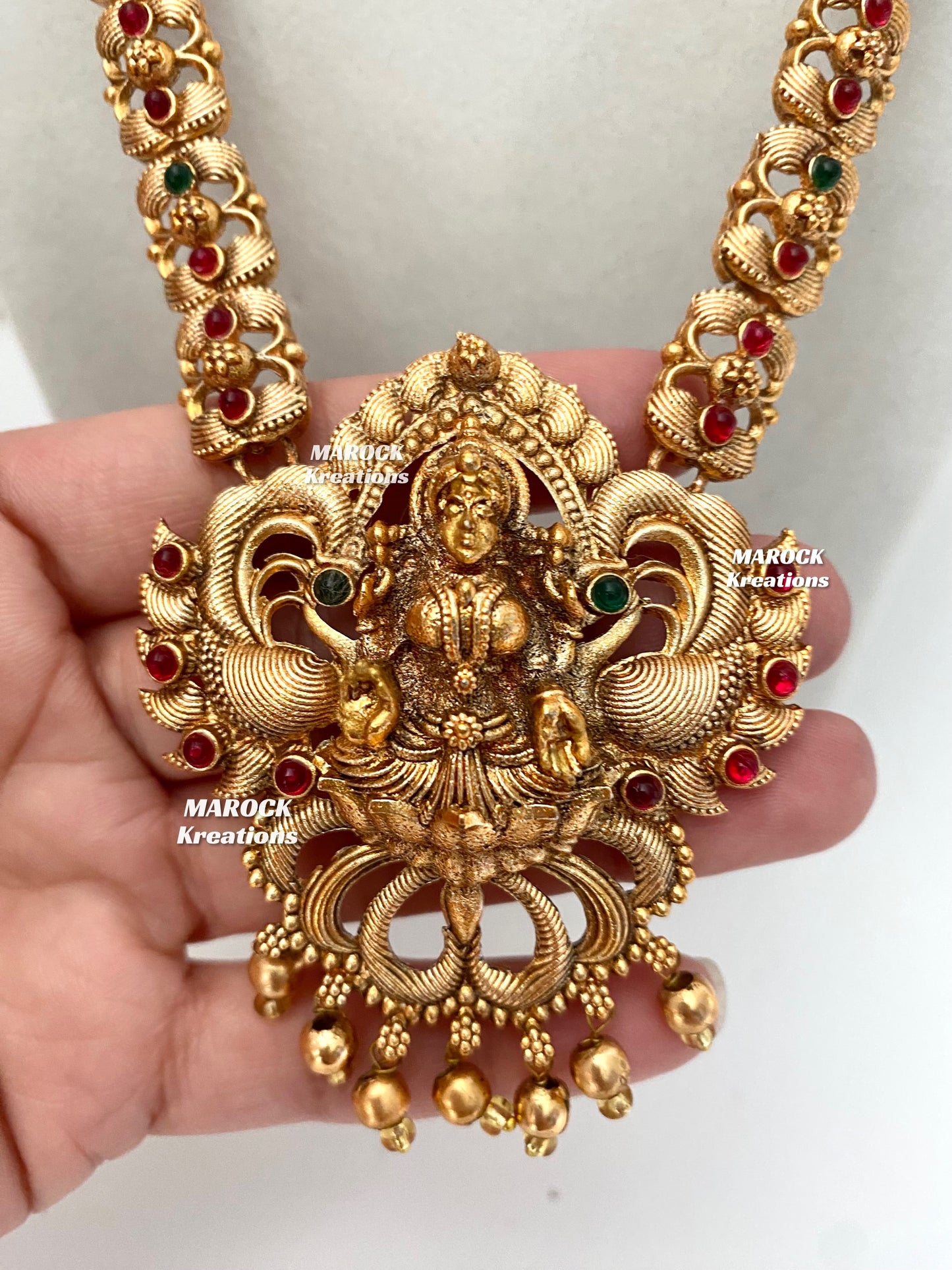 Matt finish Temple Jewelry Necklace and Rani haar combo set