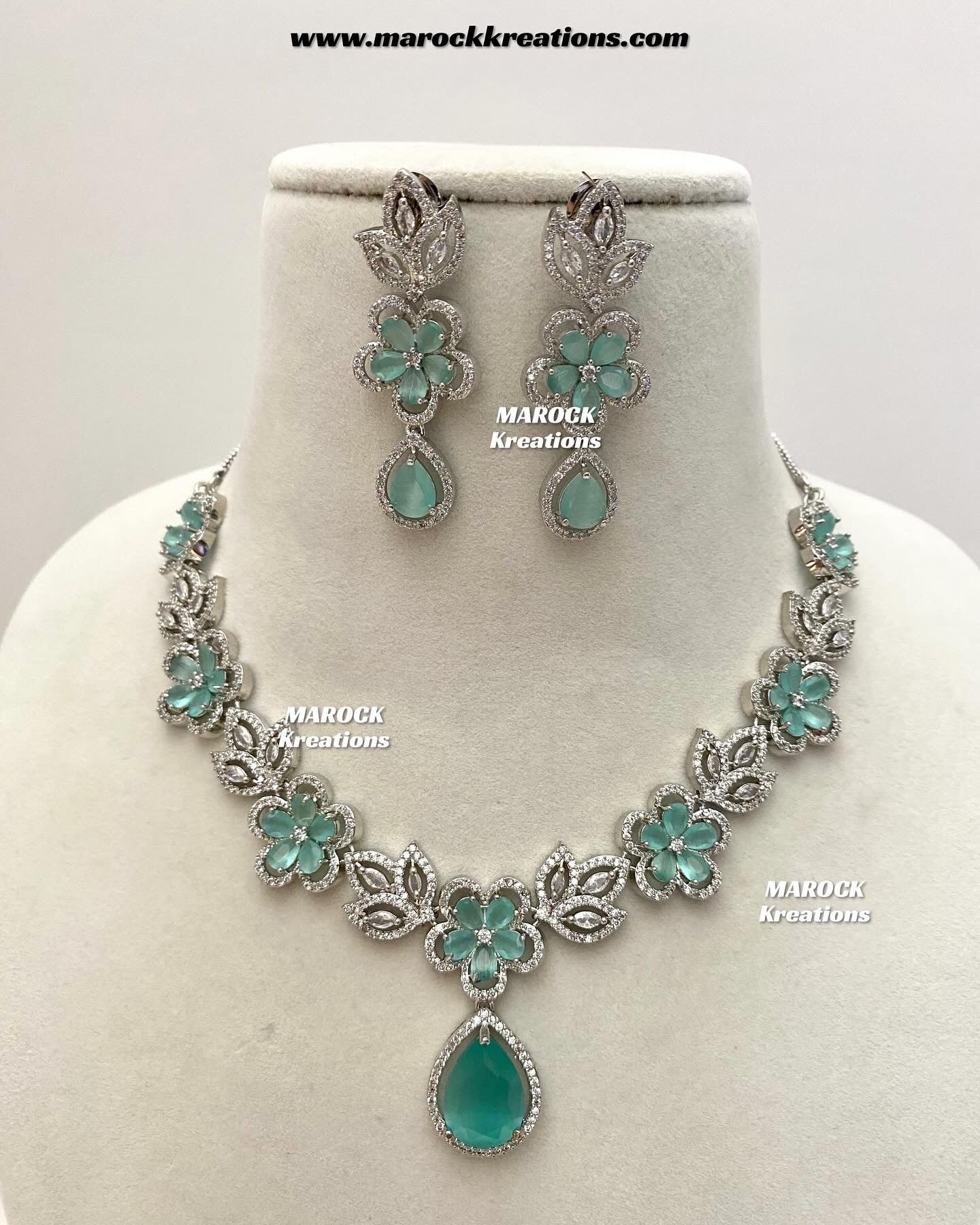 Sibani Silver American Diamond Necklace set