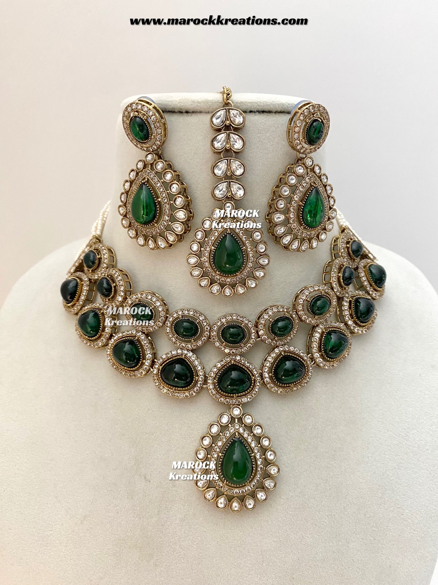 Zafina Premium Quality Moissanite Kundan Statement Choker/Necklace set