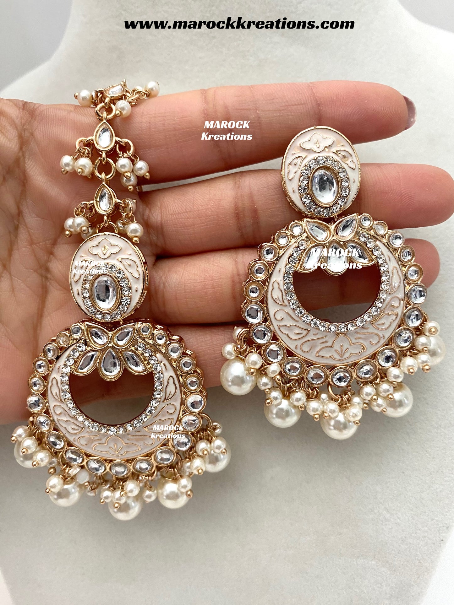 Nirvi Premium Quality Rose Gold Kundan Meenakari Choker/Necklace set