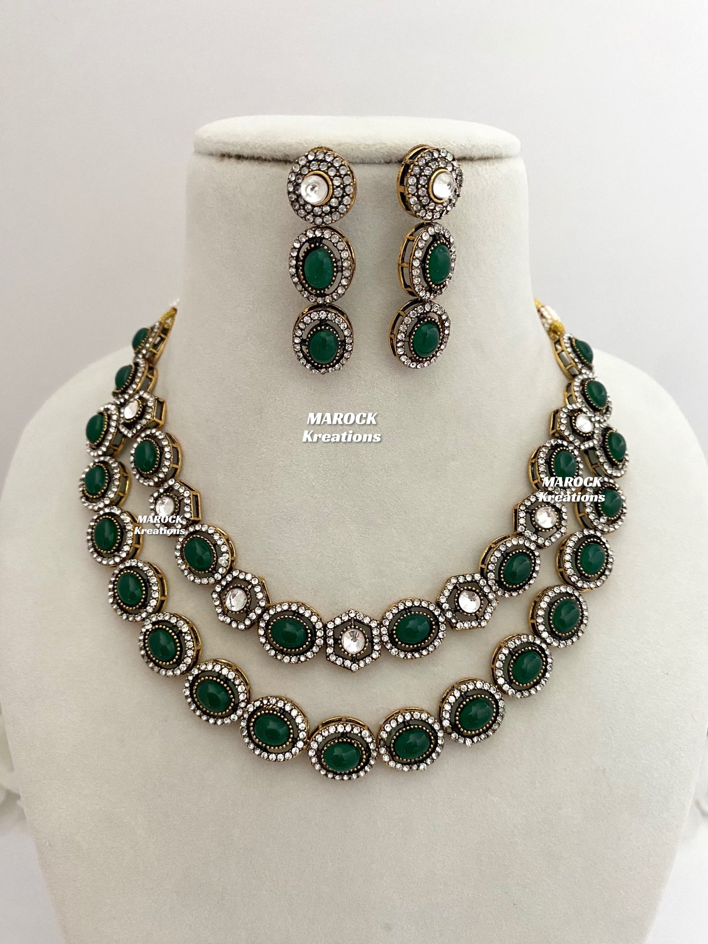 Sheenam Victorian Kundan Double layer Necklace set