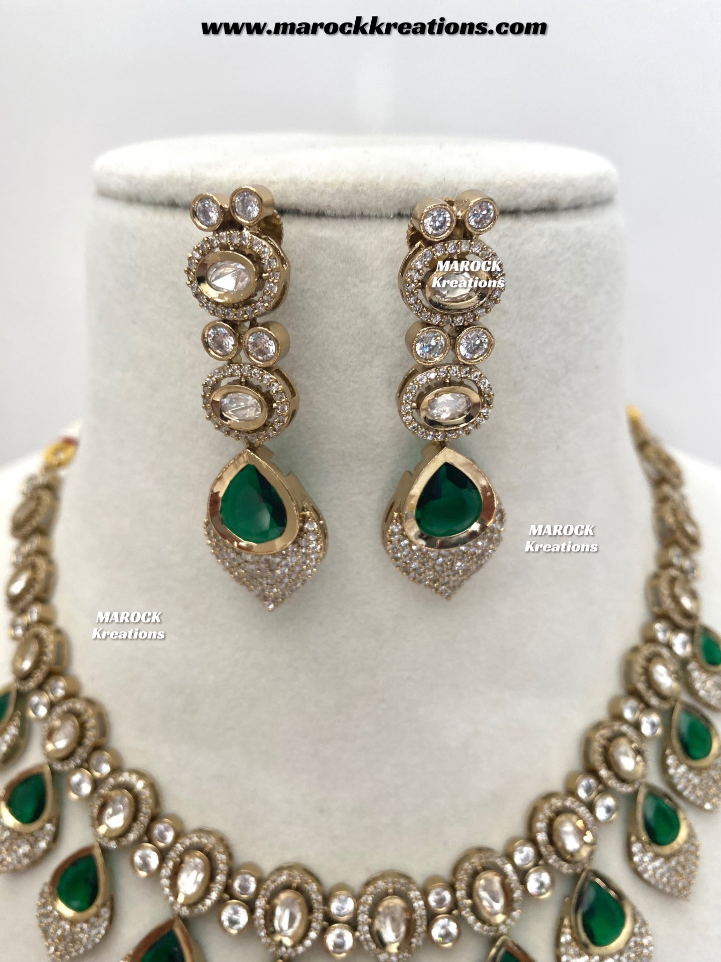 Kimmi Premium Quality Moissanite Kundan and American diamond Necklace set