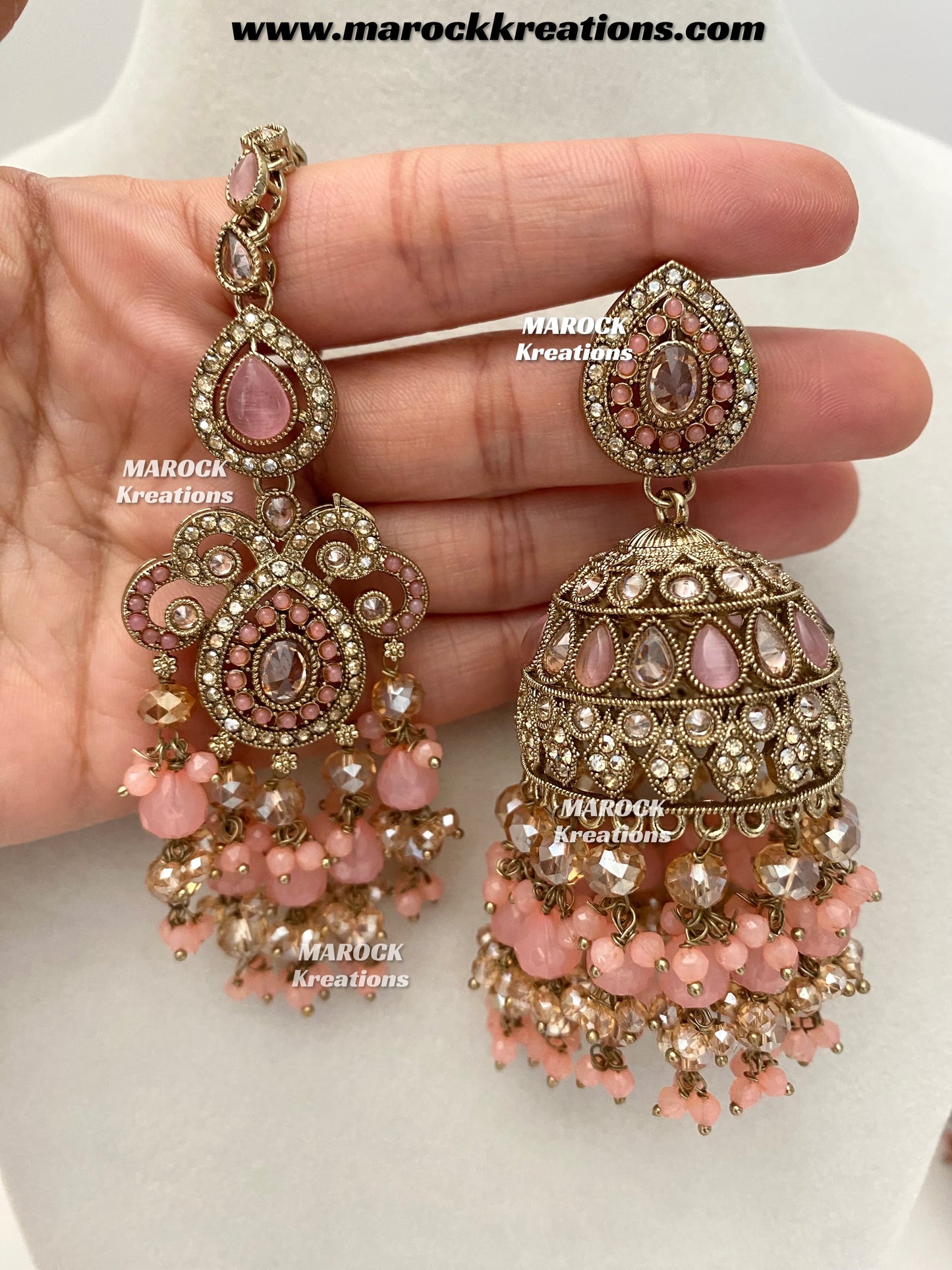 Nazmun Antique Gold Pakistani Polki choker/necklace set with Passa