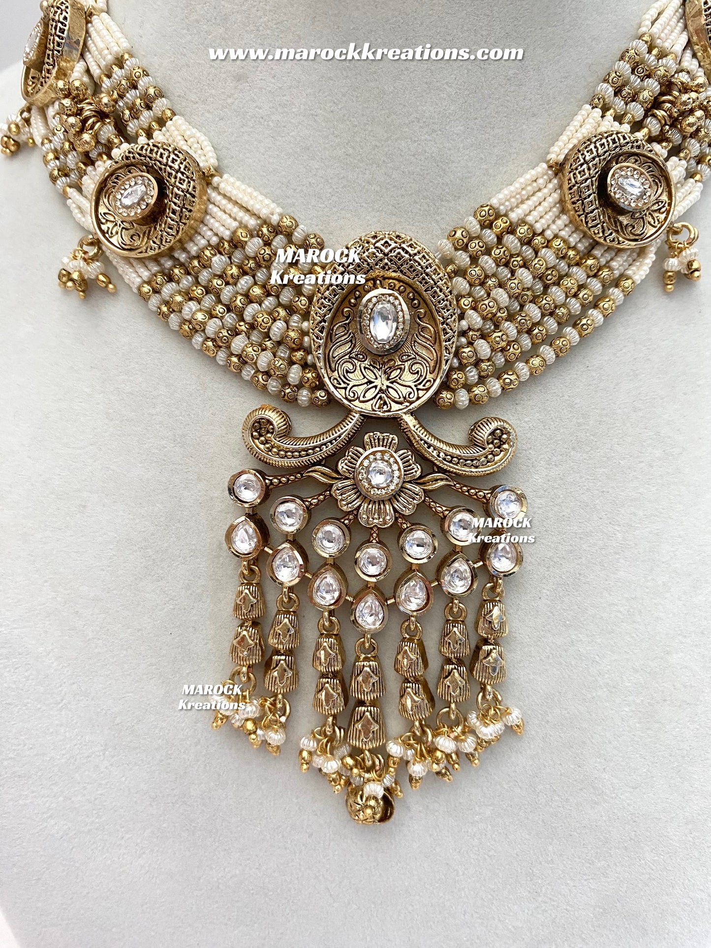 Arifa Premium Quality Gold Plated Rajwadi Necklace set