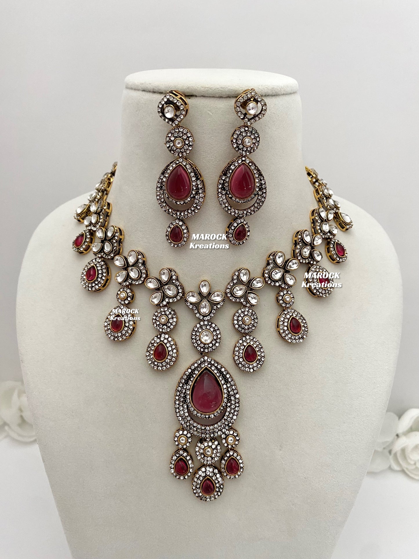 Sanjna Victorian Kundan Statement Necklace set