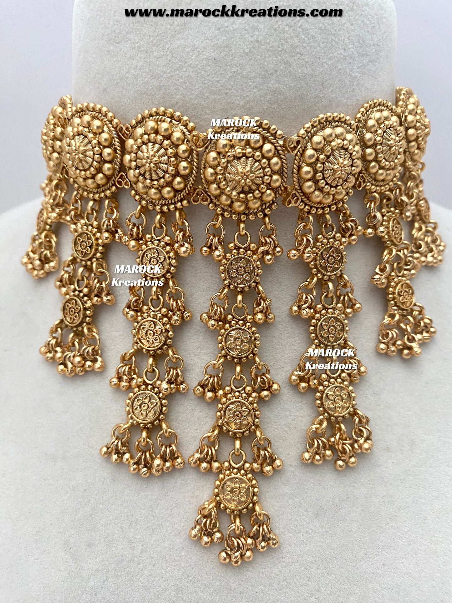 Noreen Premium Quality Gold Plated statement waterfall choker set