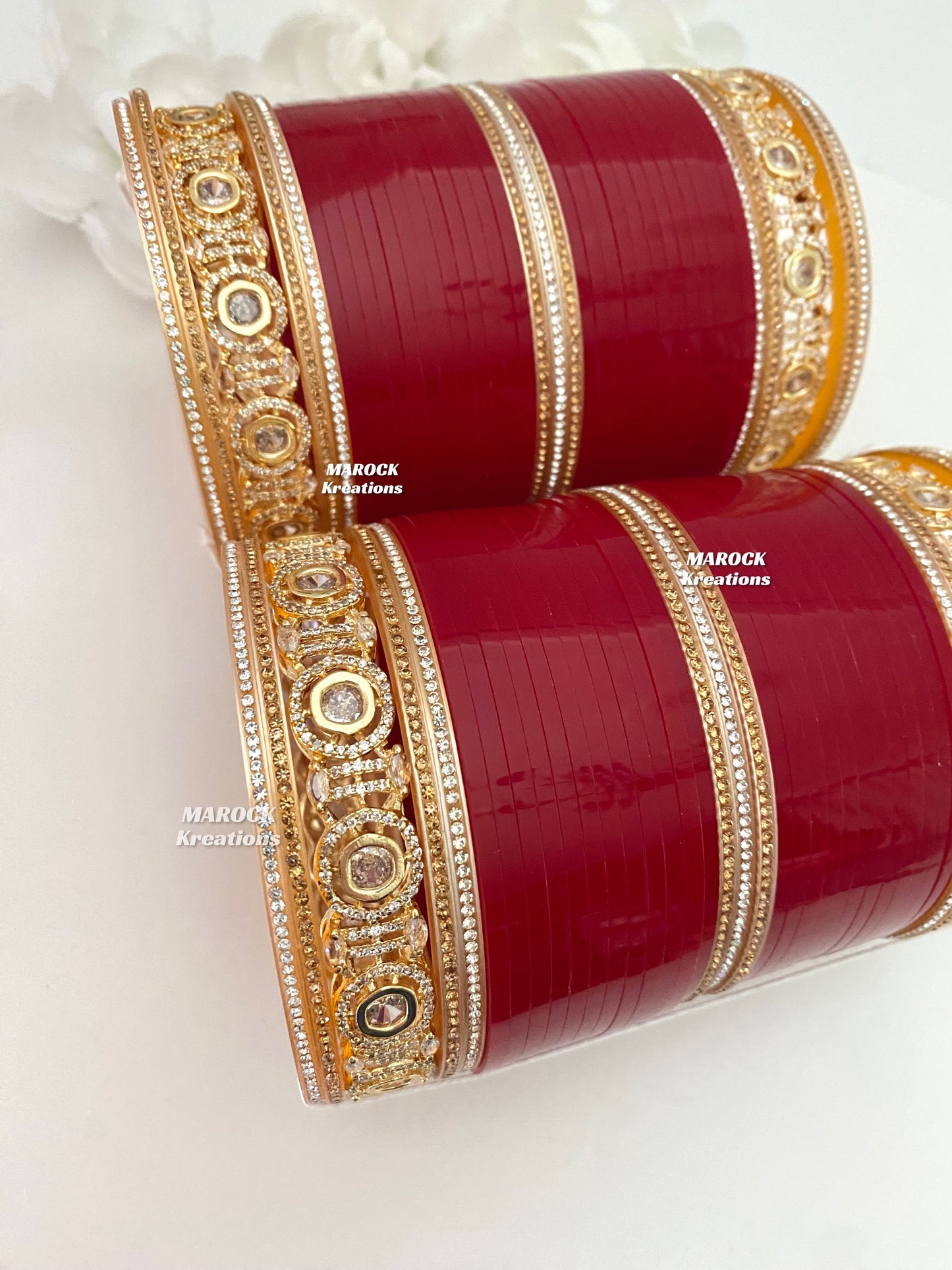 2.14 size American Diamond and Kundan Bridal Choora/Bridal Bangles set