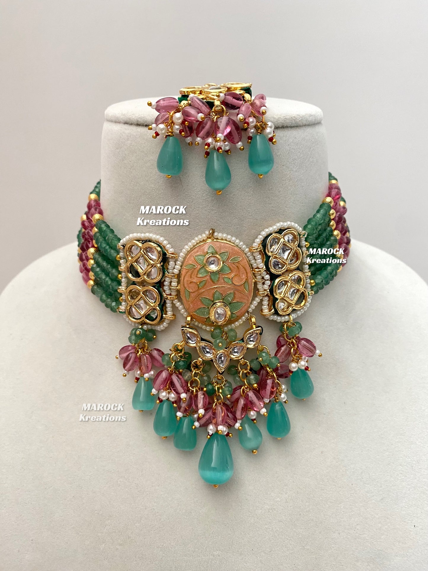 Brinda Premium Quality Kundan Meenakari Statement Choker set