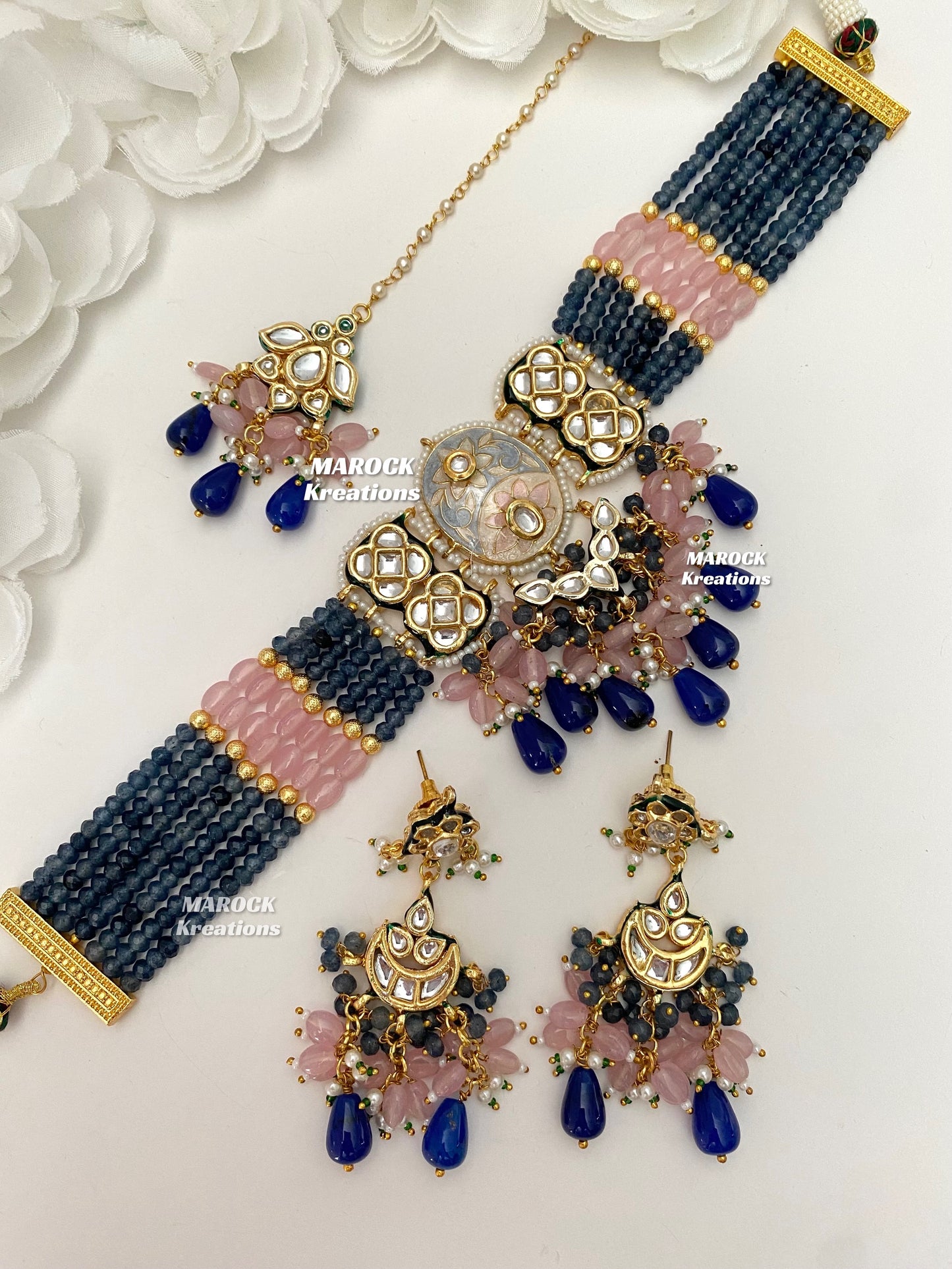 Brinda Premium Quality Kundan Meenakari Statement Choker set