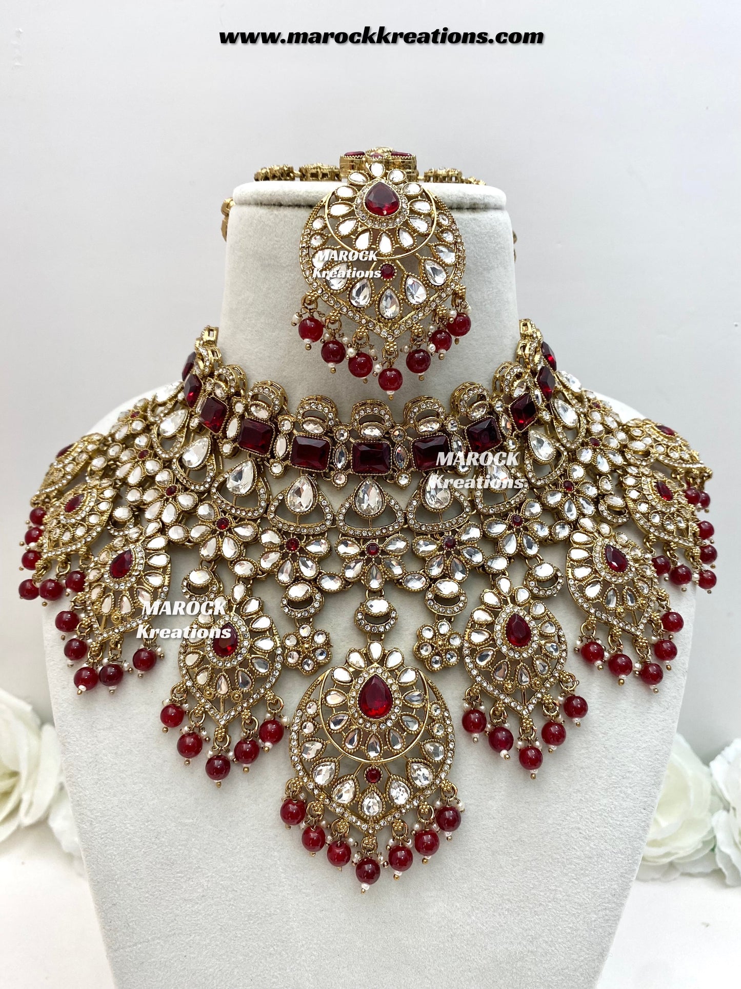 Shinal Uncut Polki Statement Necklace set/Bridal set