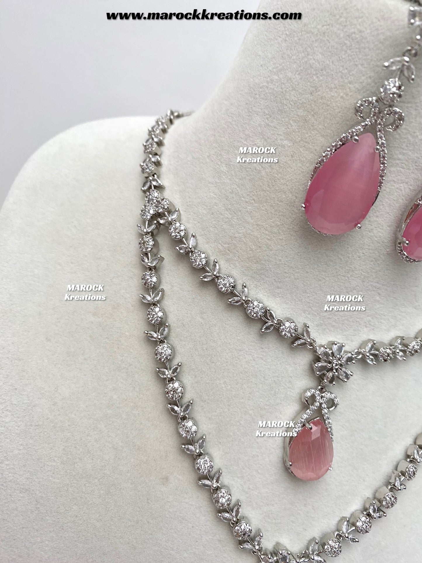 Lauren Silver American Diamond Necklace set