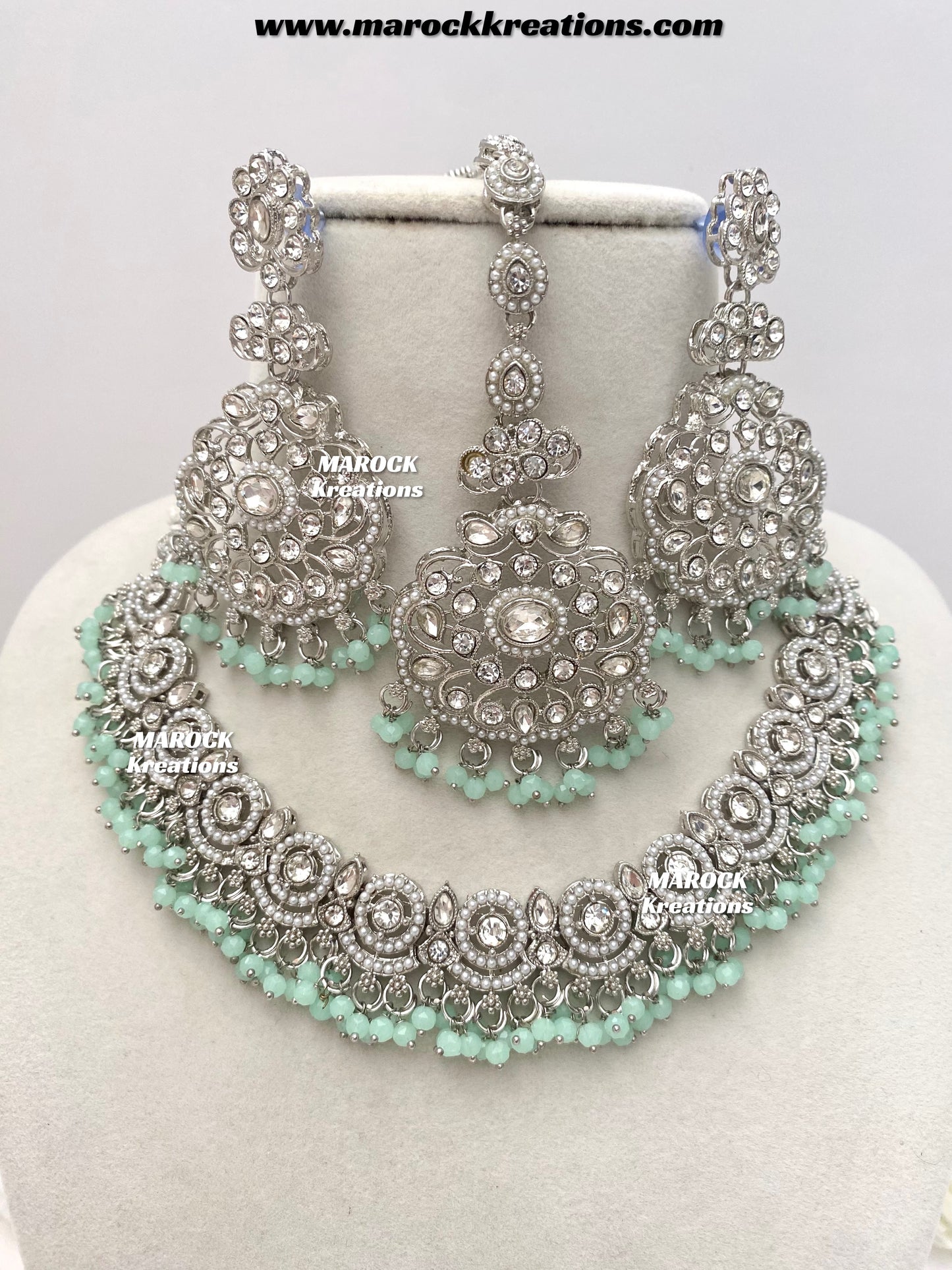 Silver Stone Necklace set