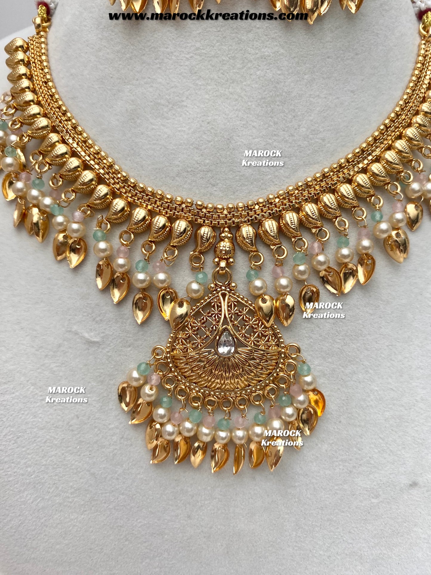 Feraz Premium Quality Gold Plated peepal patti necklace set
