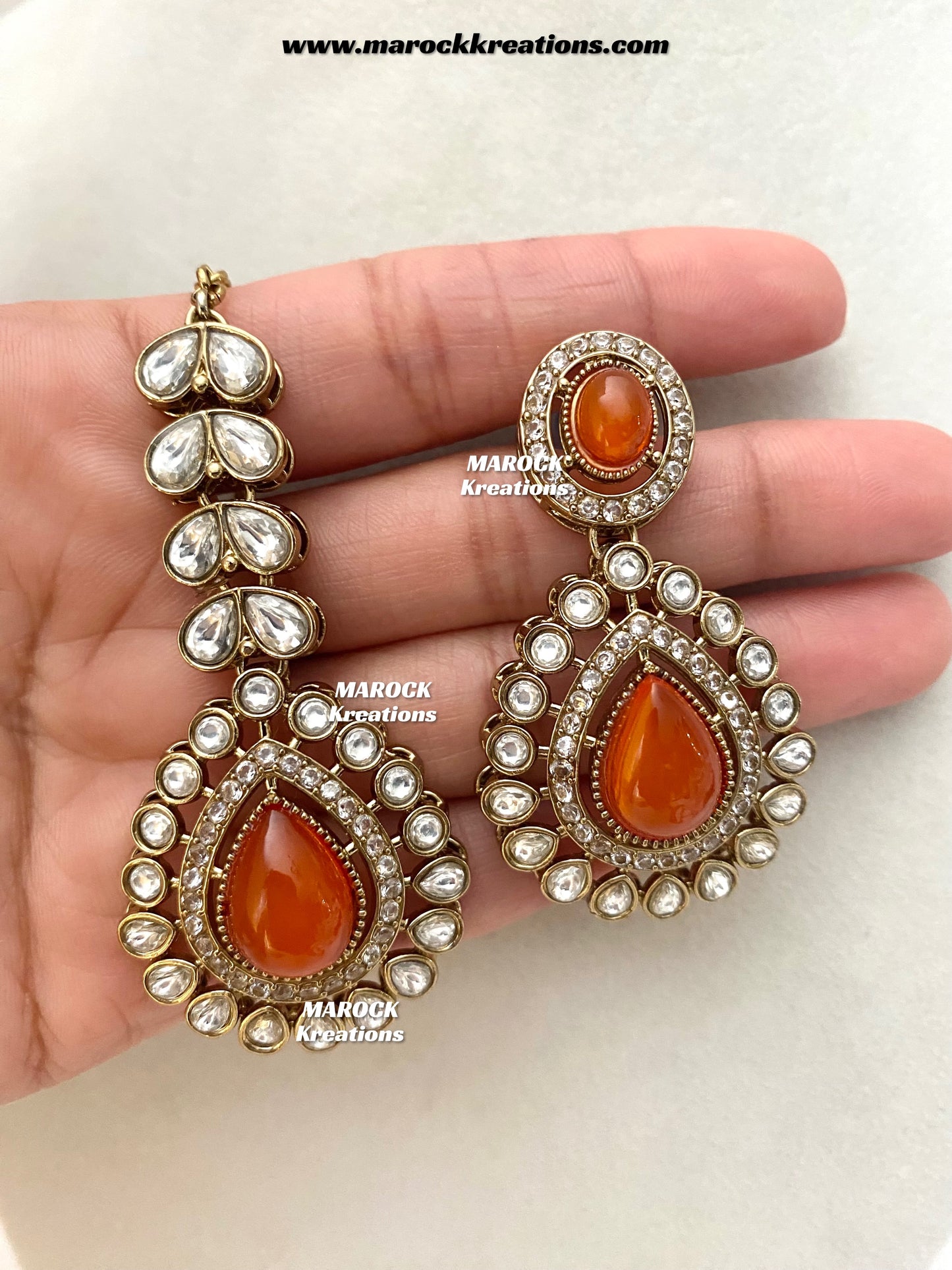 Zafina Premium Quality Moissanite Kundan Statement Choker/Necklace set