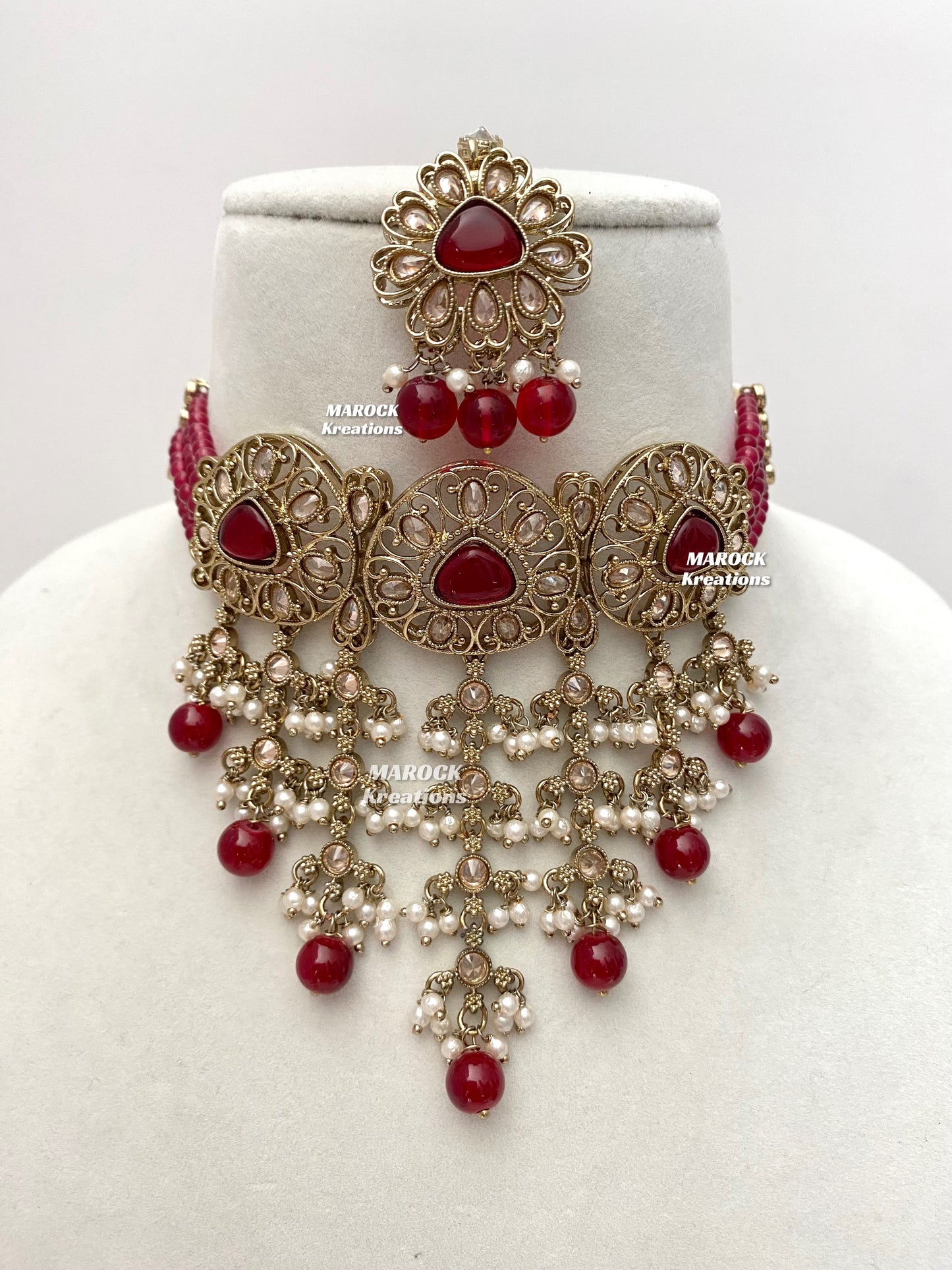 Amaira Antique Gold Polki choker set