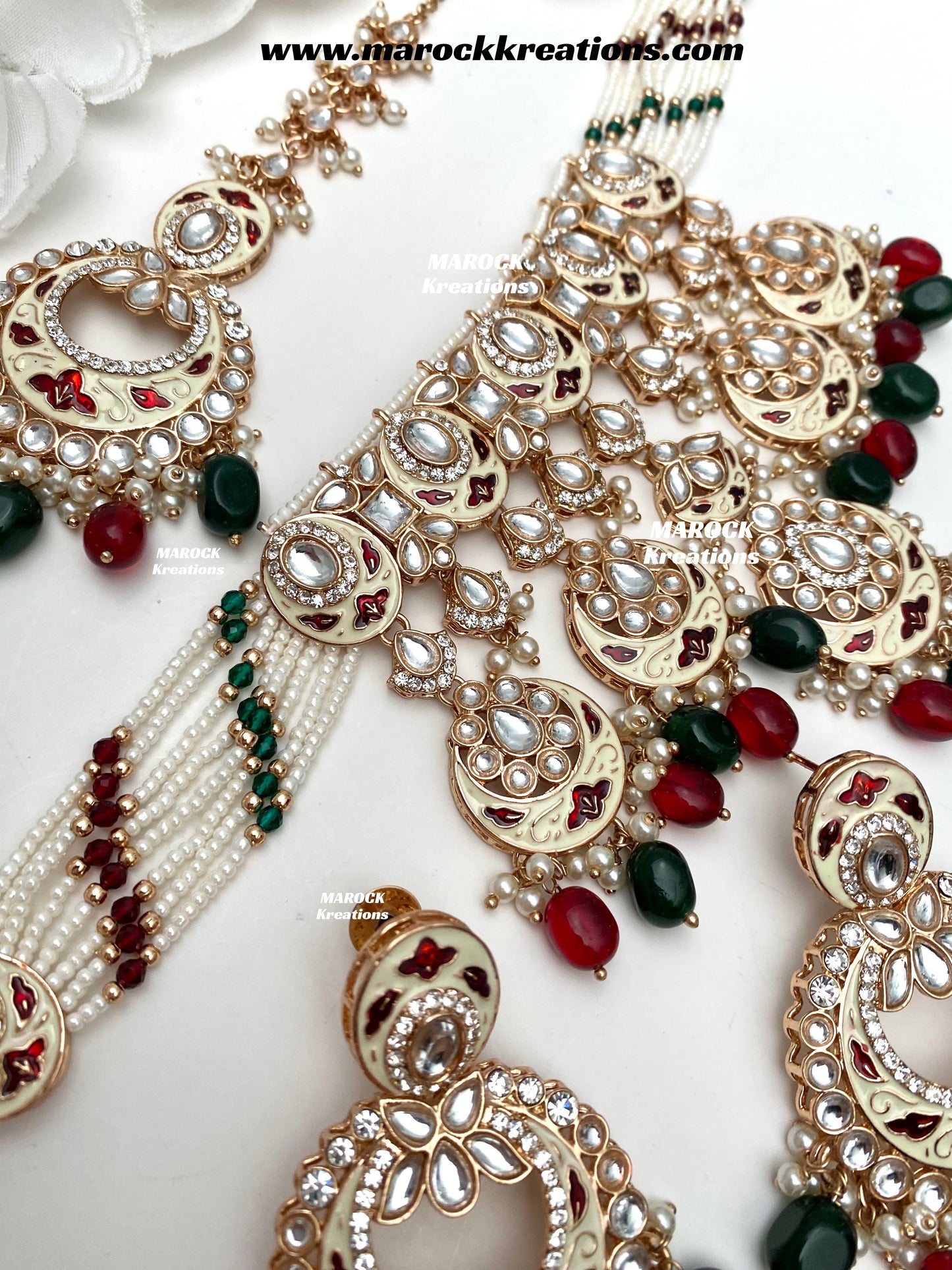 Nirvi Premium Quality Rose Gold Kundan Meenakari Choker/Necklace set
