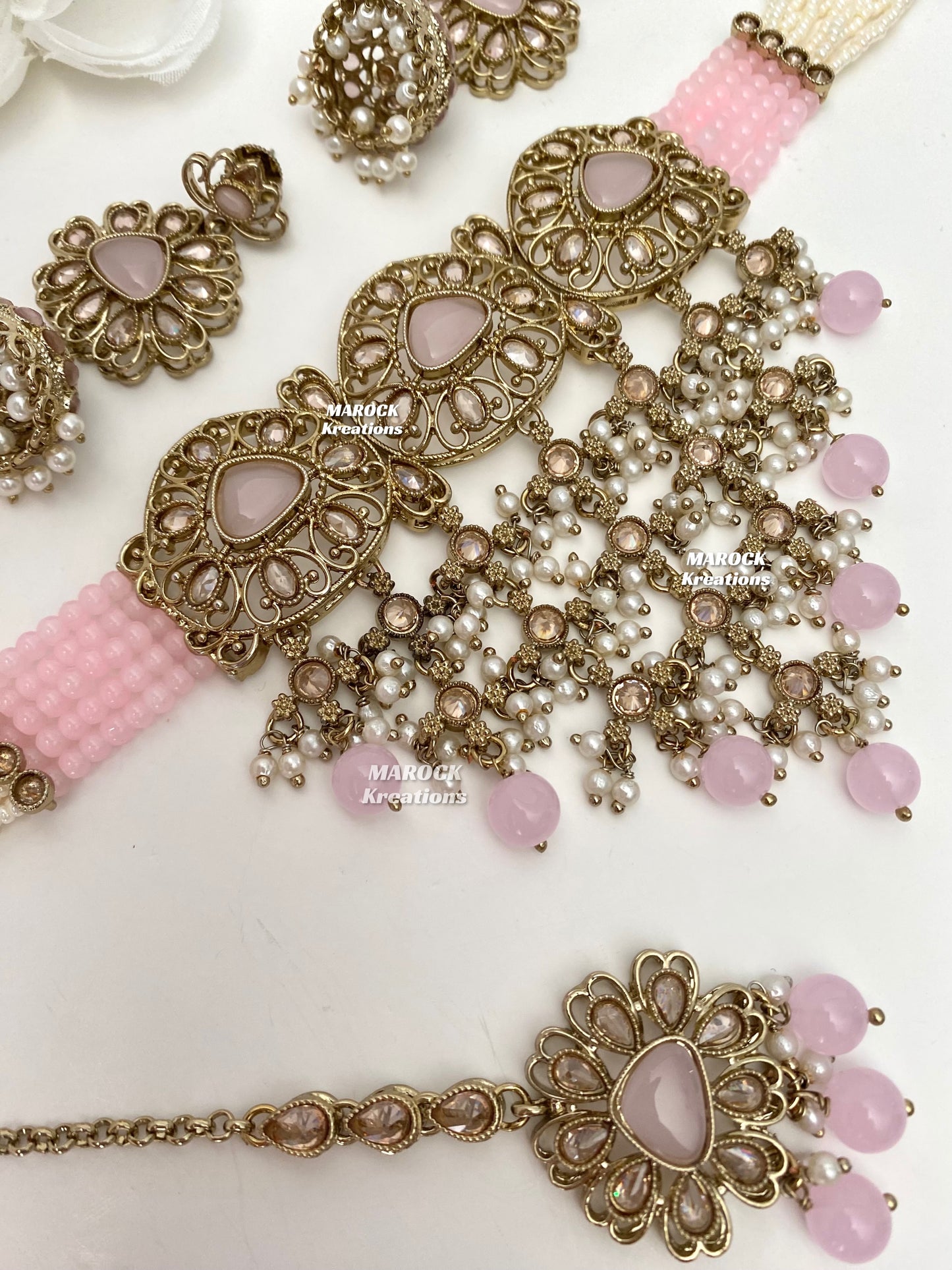 Amaira Antique Gold Polki choker set