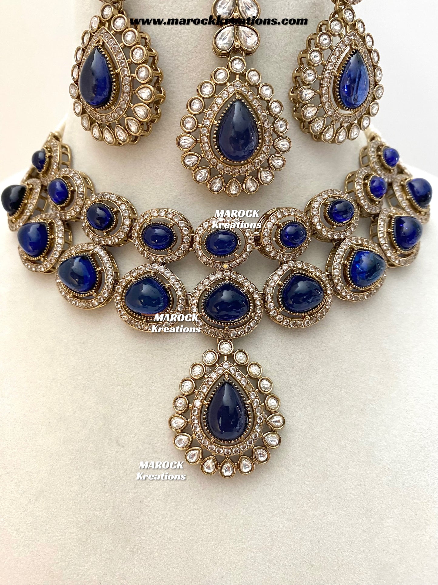 Zafina Premium Quality Moissanite Kundan Statement Choker/Necklace set
