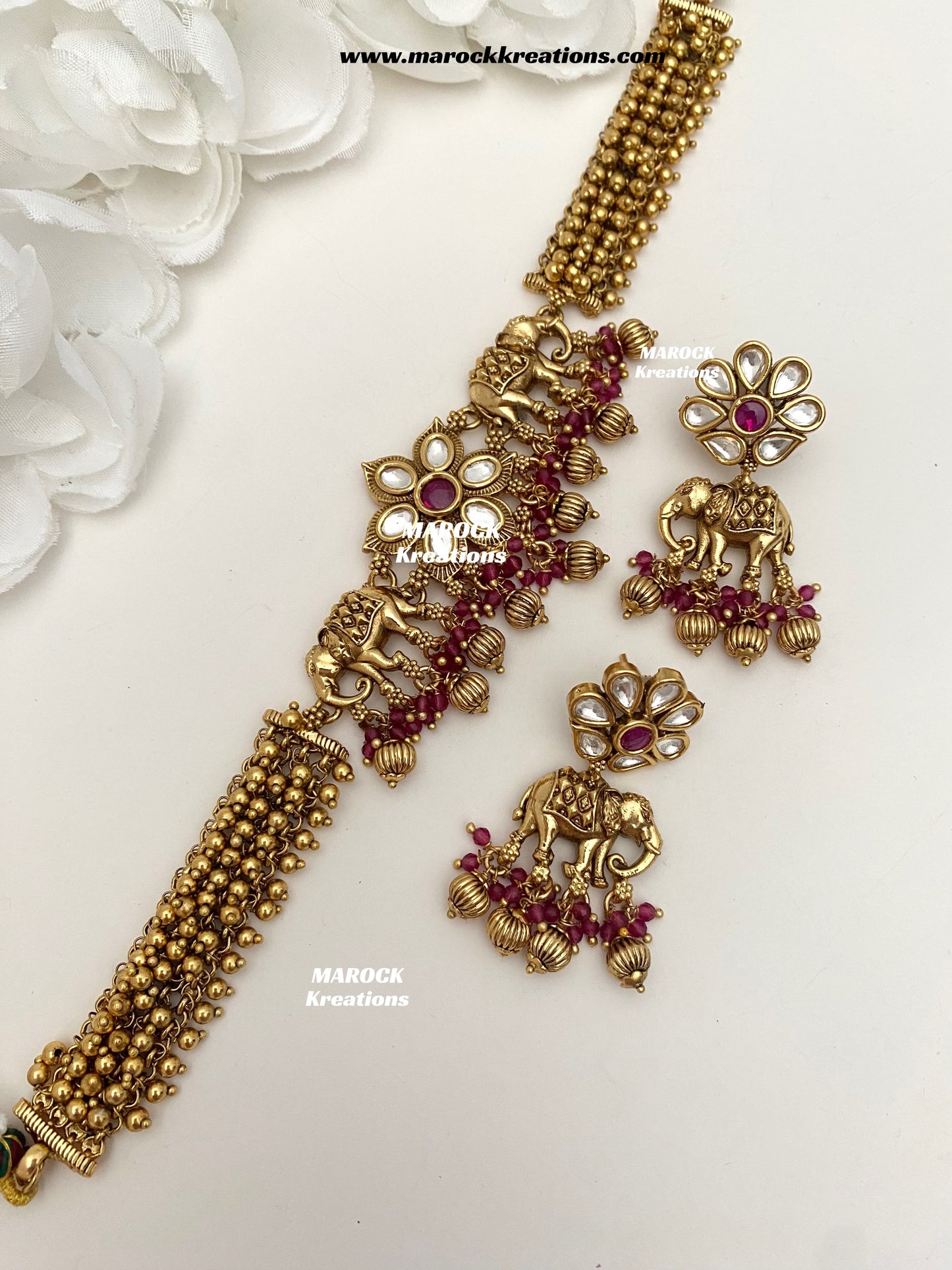 Rashmika Premium Quality exclusive Gold Plated Meenakari Rajwadi choker set