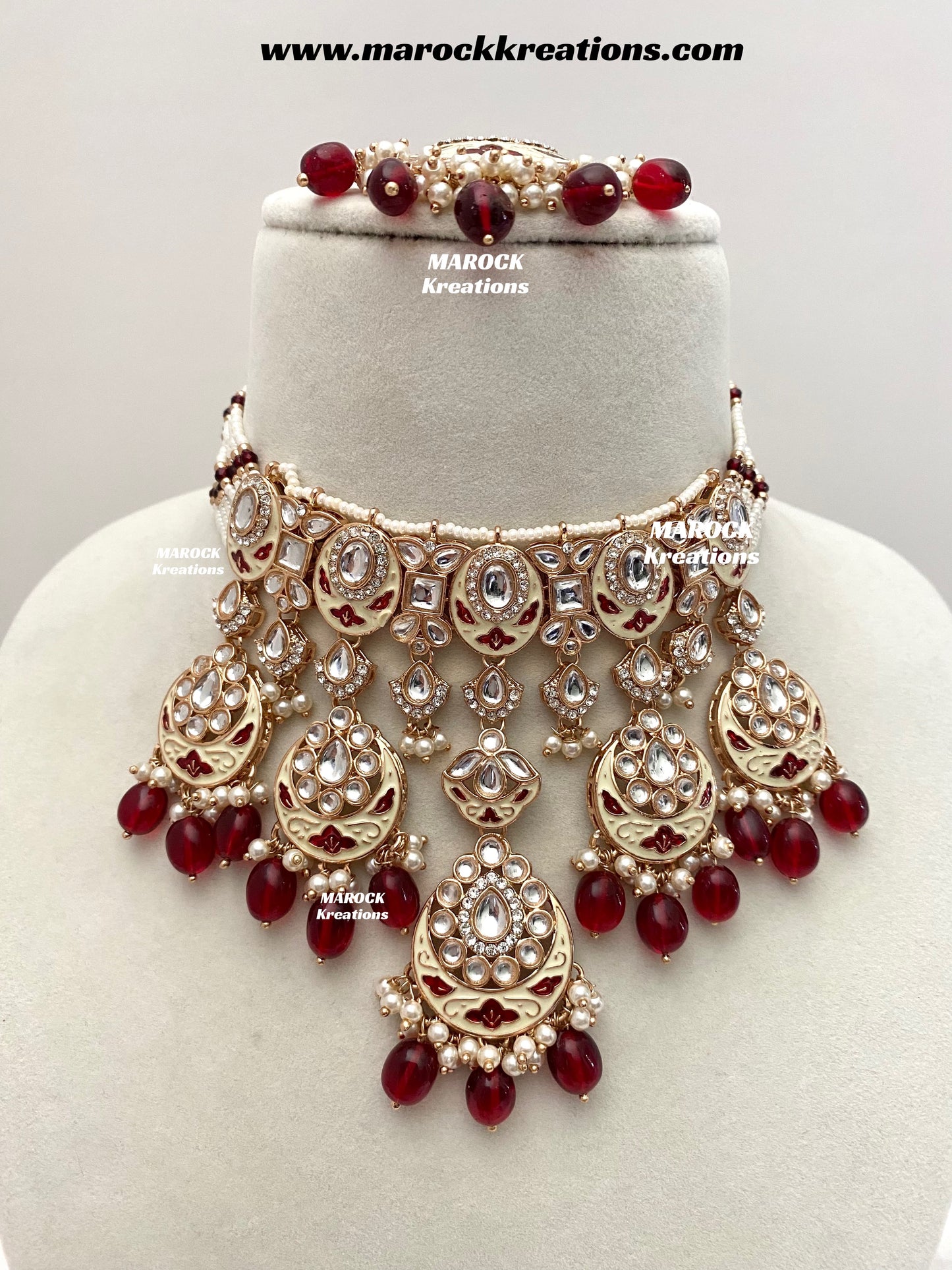 Nirvi Premium Quality Rose Gold Kundan Meenakari Choker/Necklace set