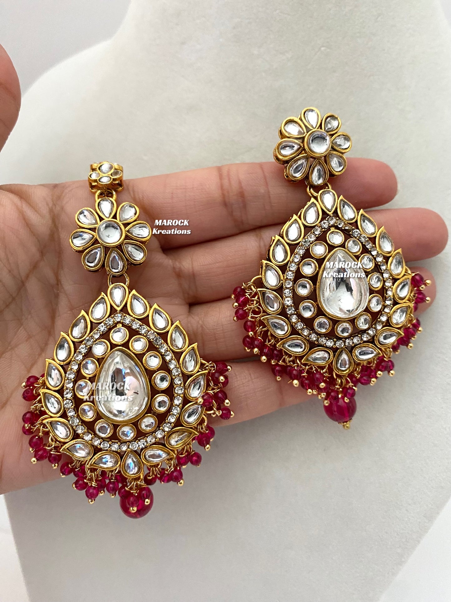 Rahila Premium quality Kundan Statement Choker/Necklace Set