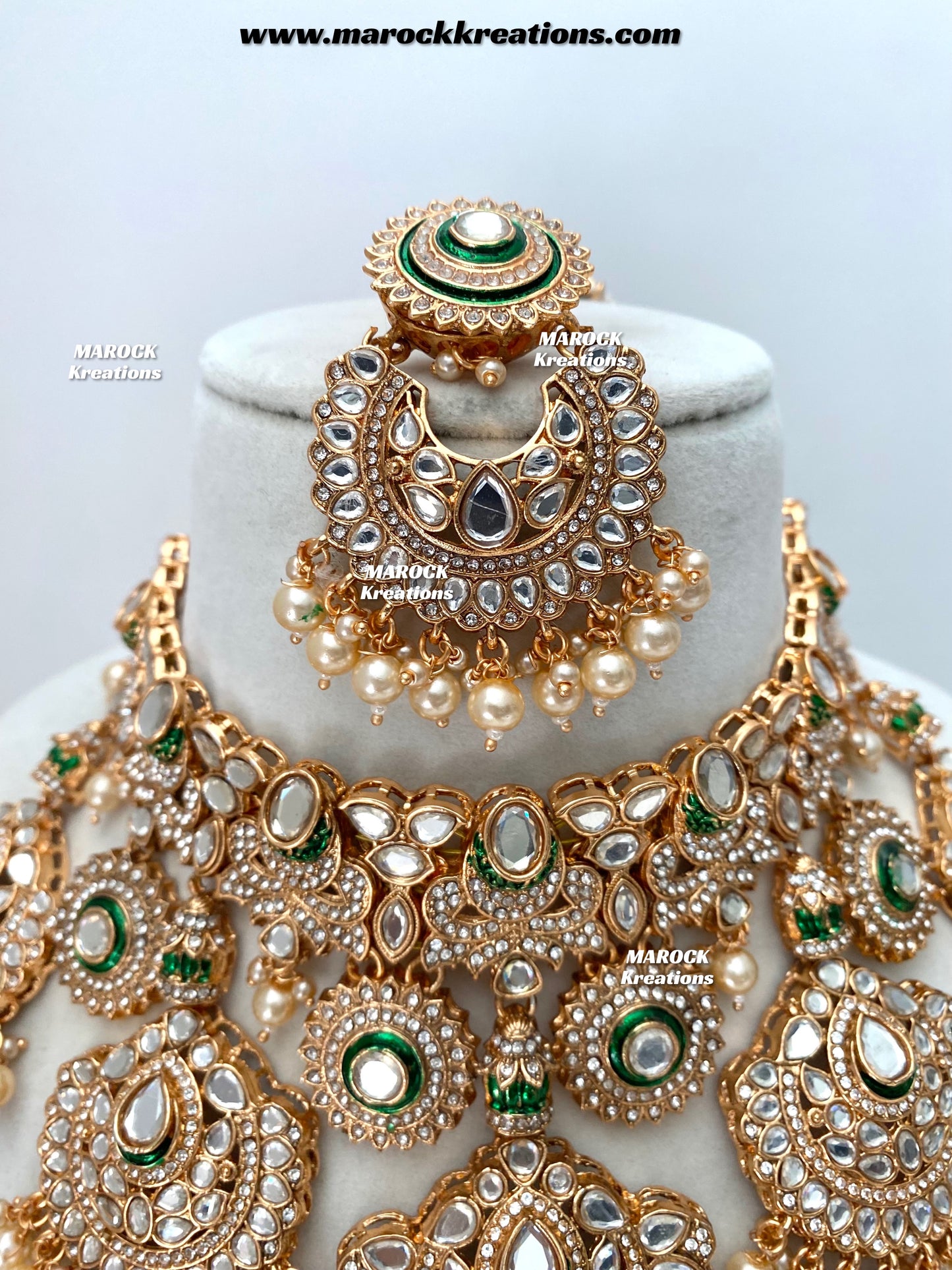 Sareela Premium Quality Rose gold uncut kundan Statement Bridal set