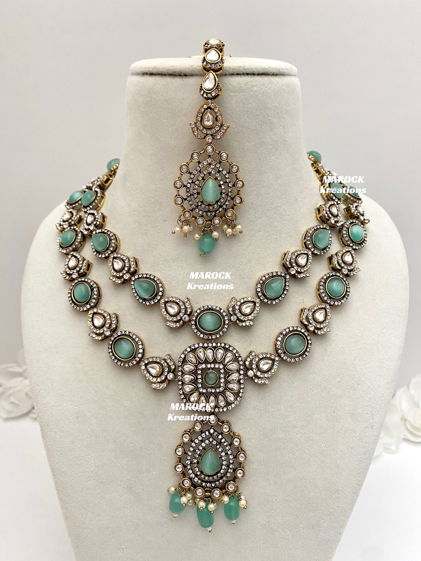 Hanali Victorian Kundan Statement Necklace set