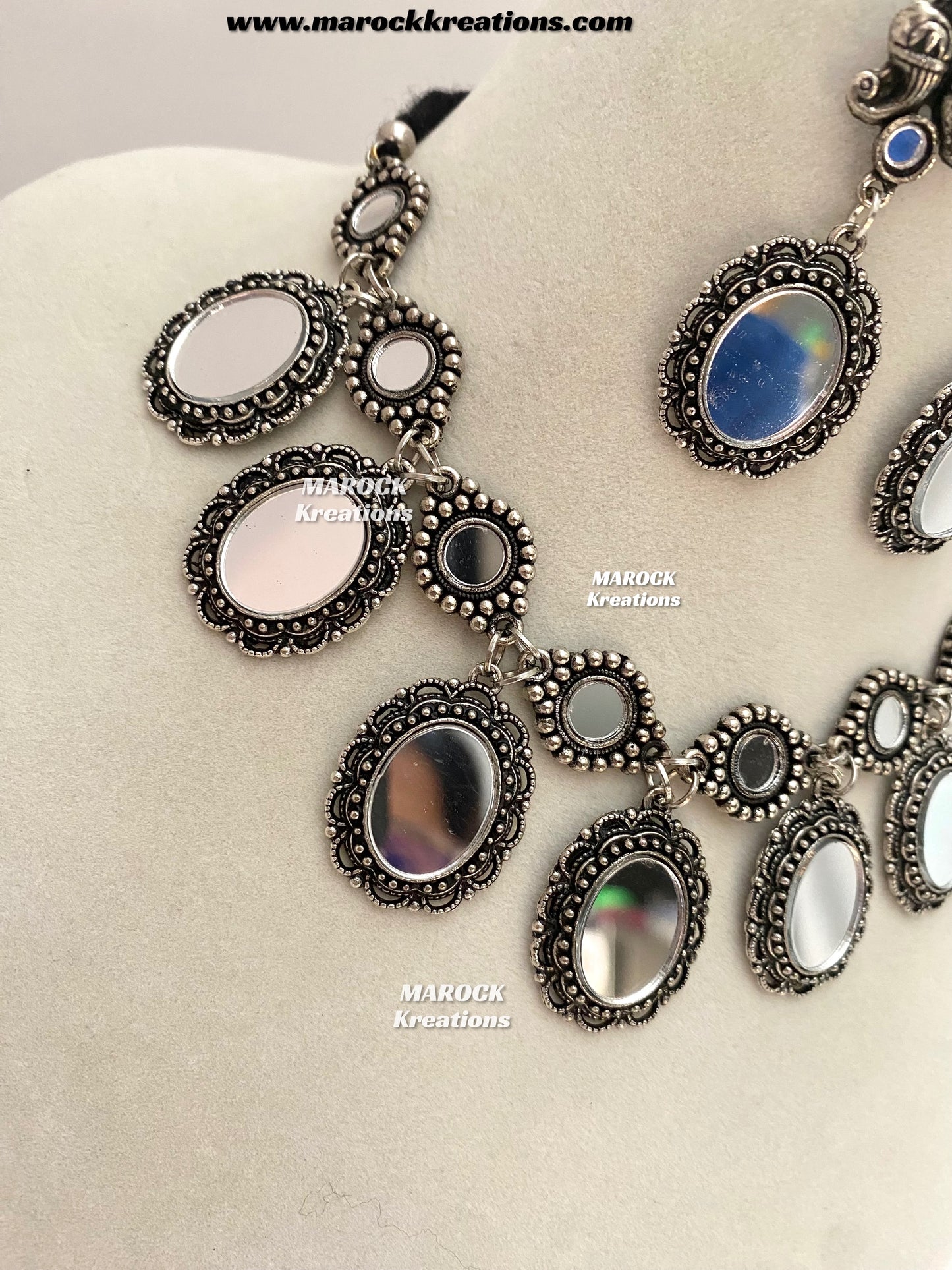 Oxidized Mirror Necklace set