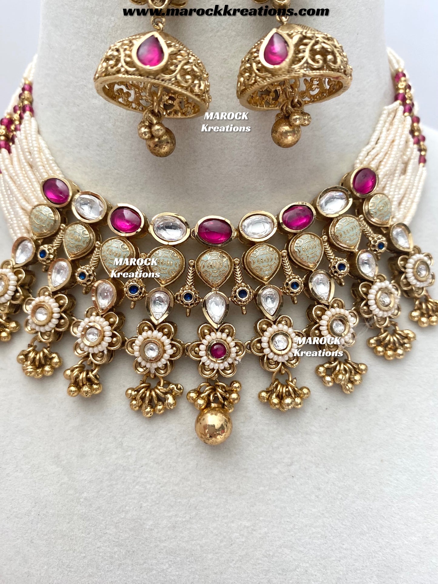 Trina Premium Quality exclusive Gold Plated Meenakari Rajwadi choker set