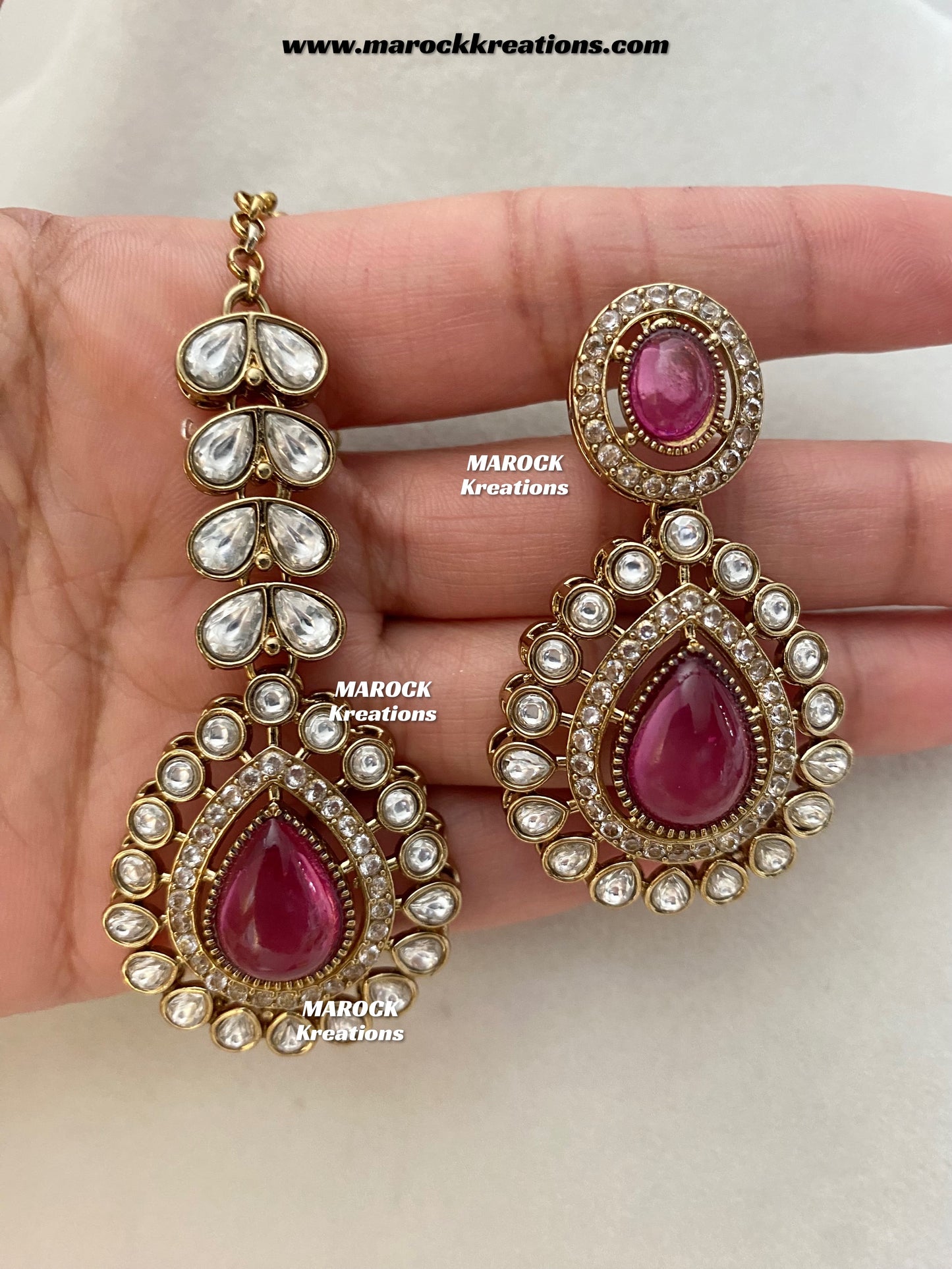 Zafina Premium Quality Moissanite Kundan Statement Choker/Necklace set