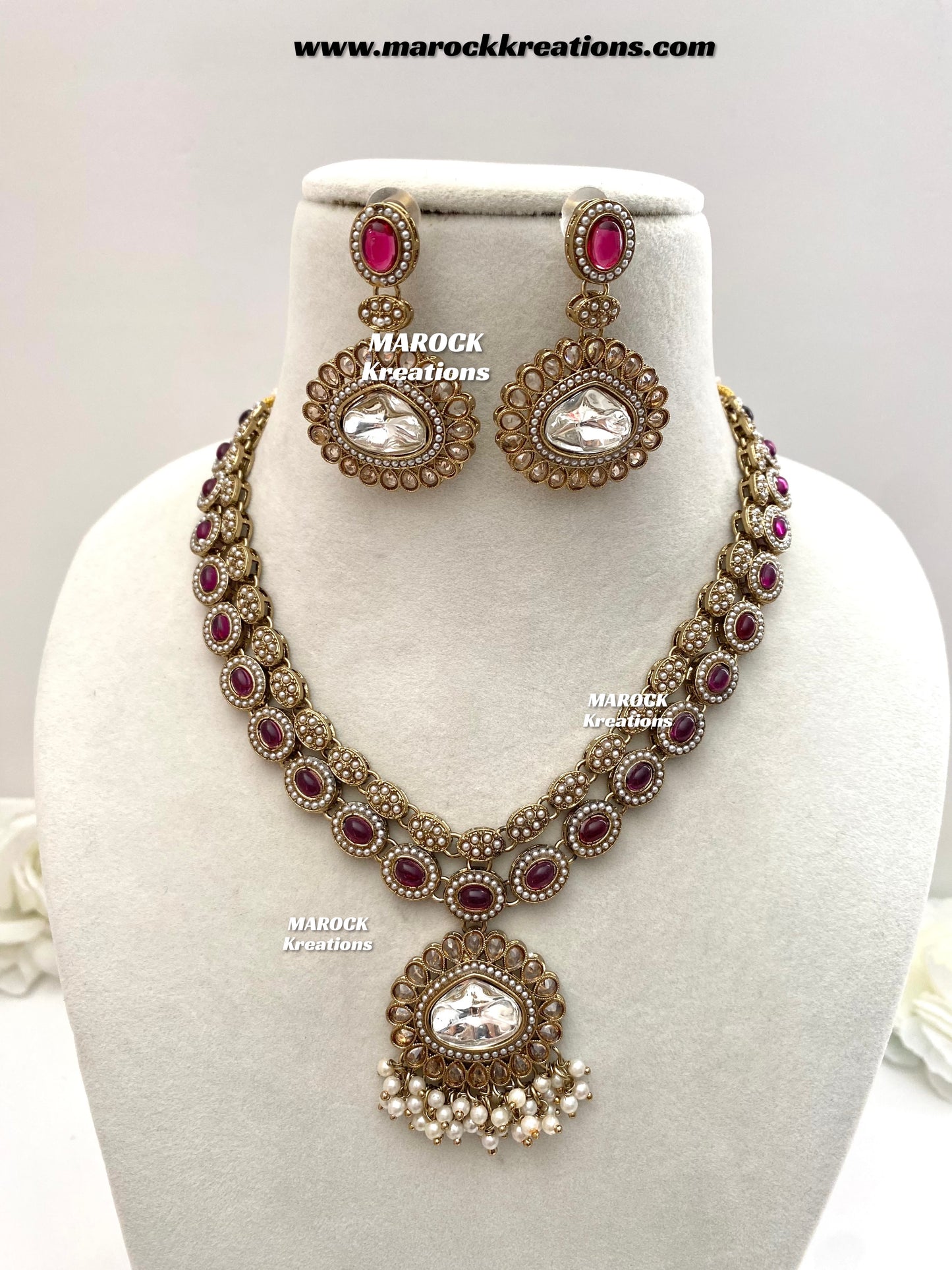 Nadira Kundan Polki double layer Necklace set