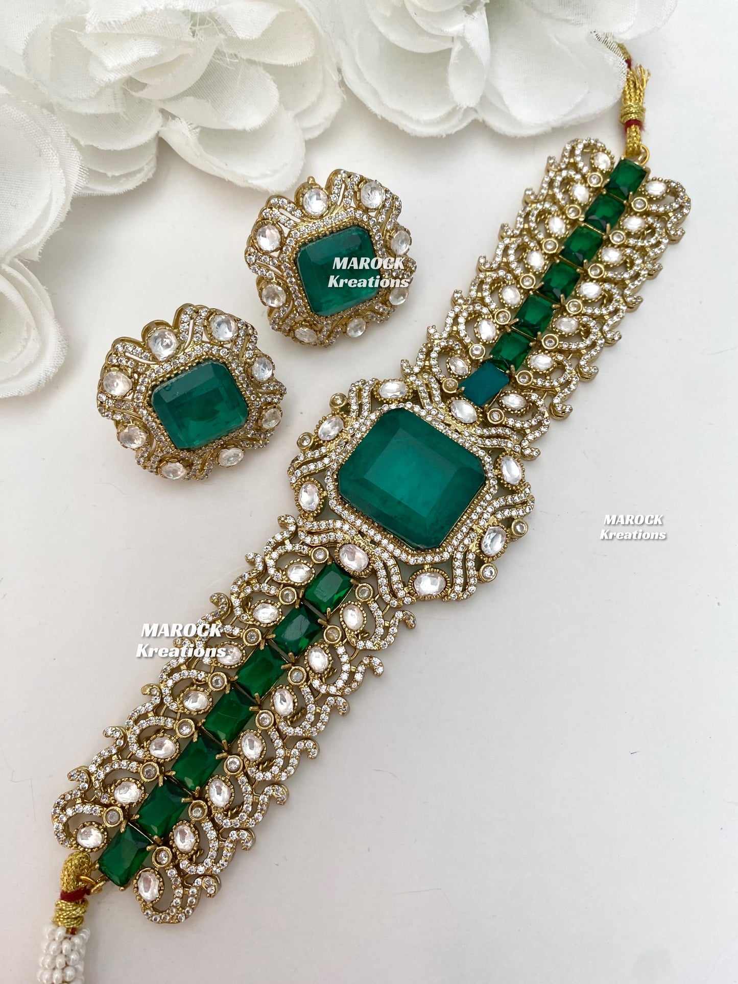 Paloma Sabyasachi inspired Premium Quality Moissanite Kundan and American Diamond choker set