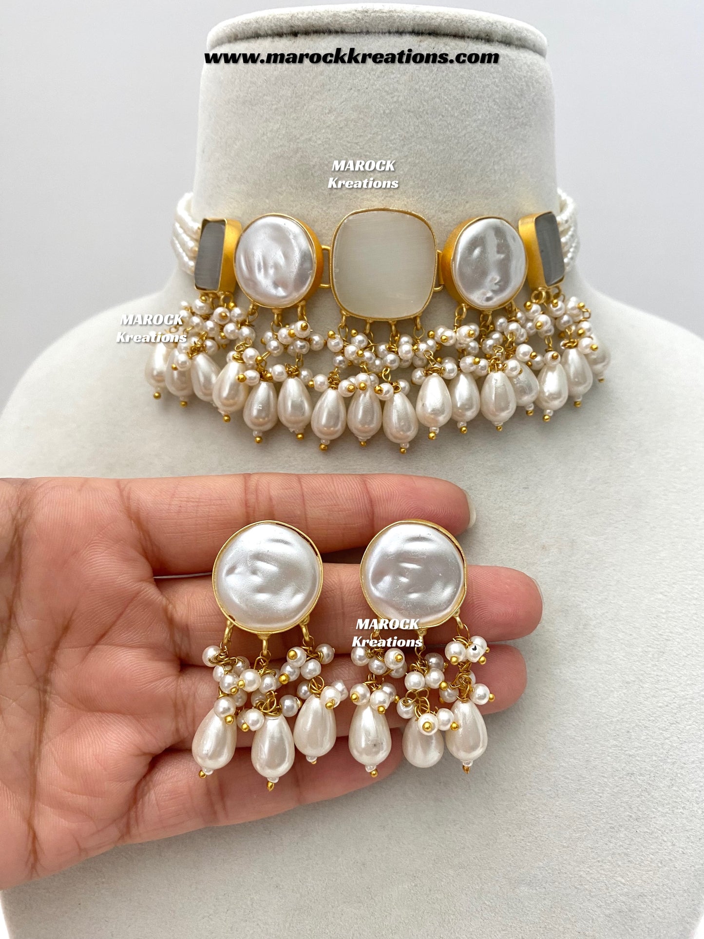Adviti Mother of pearls Statement choker set