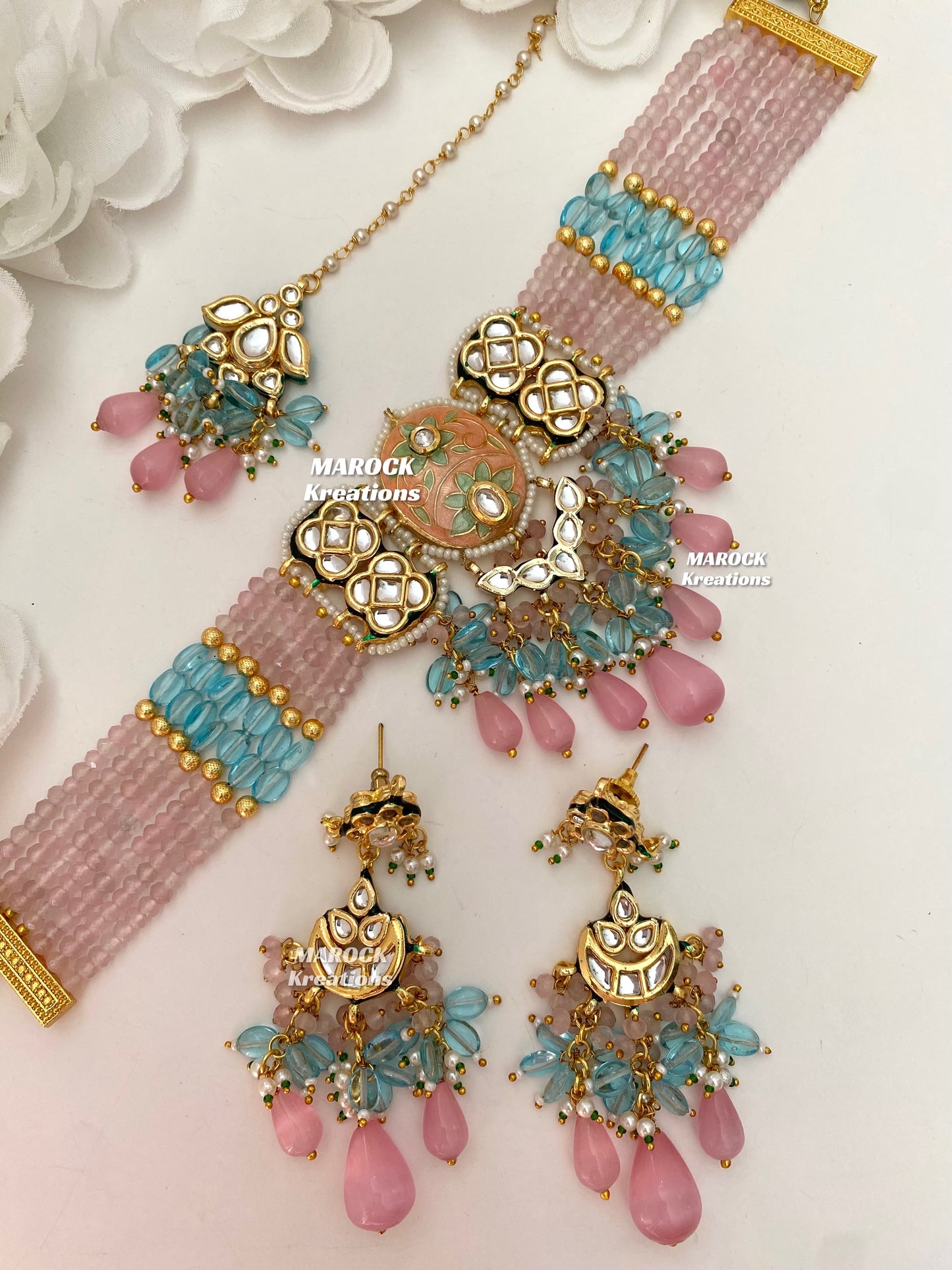 Brinda Premium Quality Kundan Meenakari Statement Choker set
