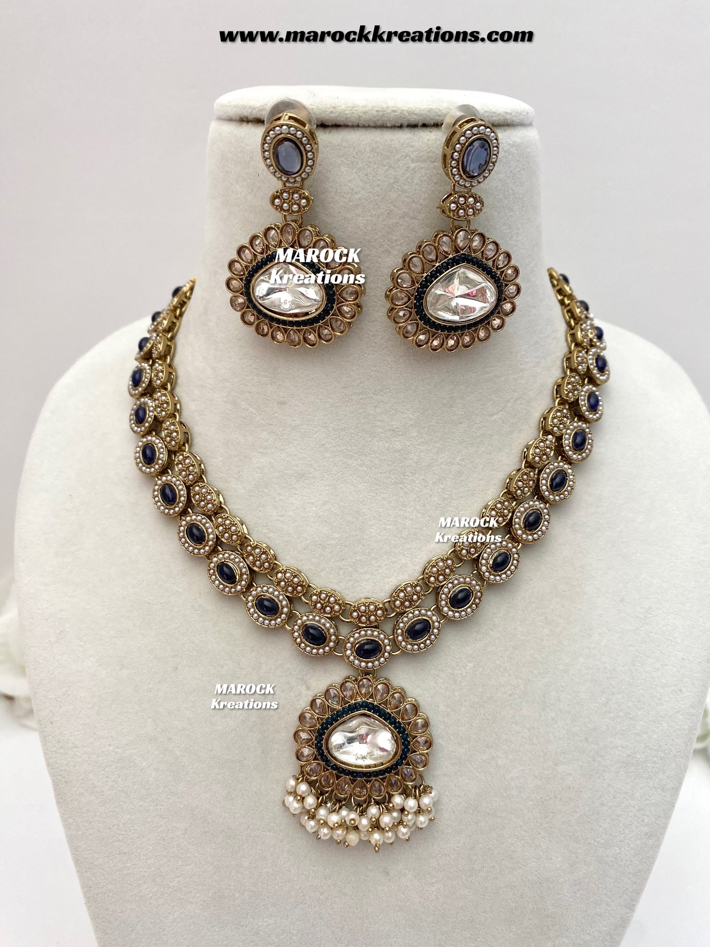 Nadira Kundan Polki double layer Necklace set