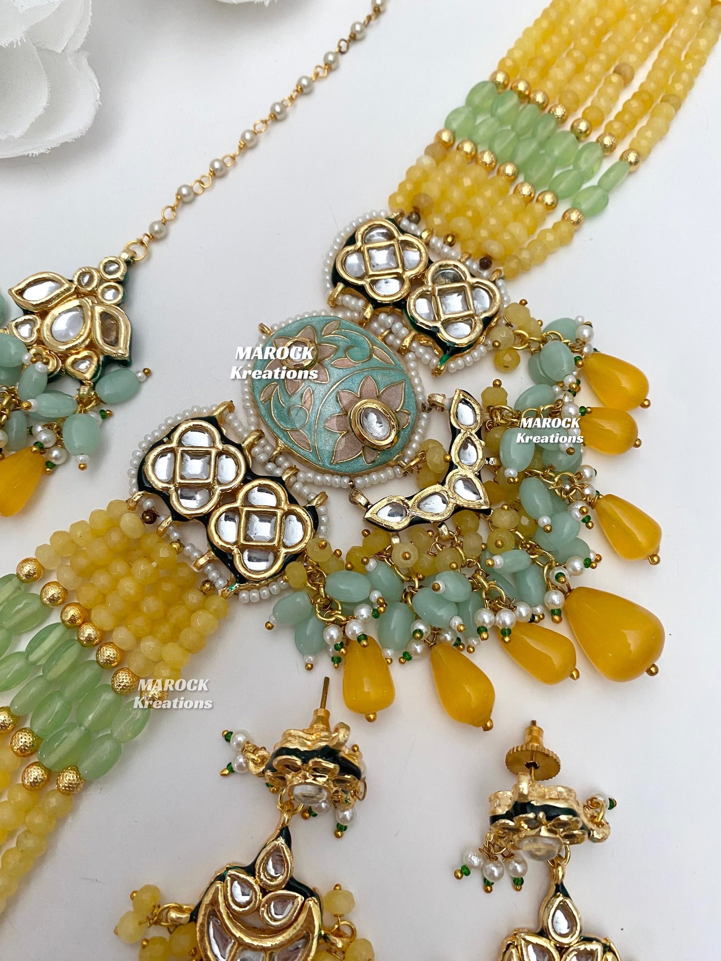 Brinda Premium Quality Kundan Meenakari Statement Choker set