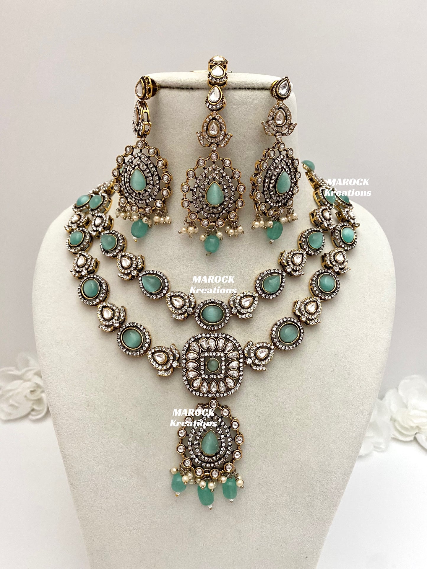 Hanali Victorian Kundan Statement Necklace set