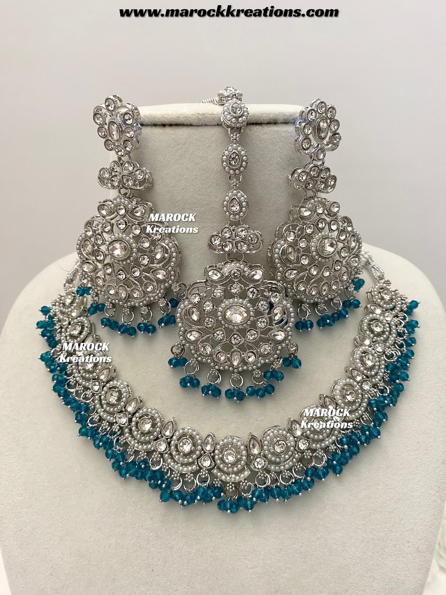 Silver Stone Necklace set