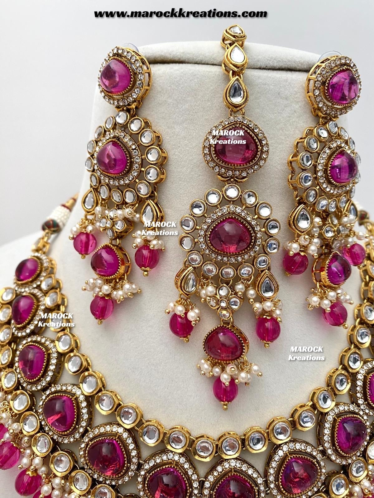 Harsha Premium Quality Kundan and Monalisa stone Statement Necklace set
