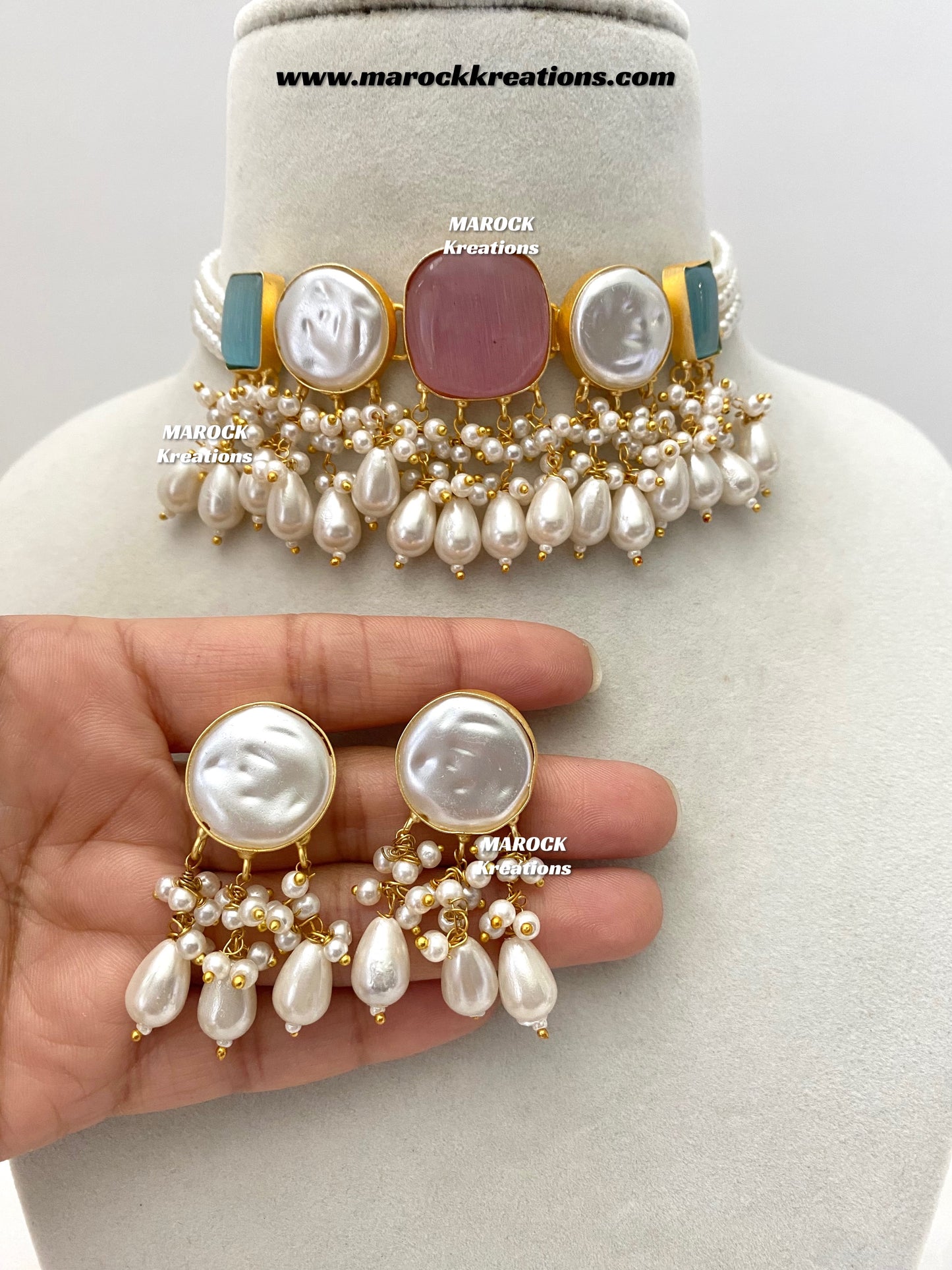Adviti Mother of pearls Statement choker set