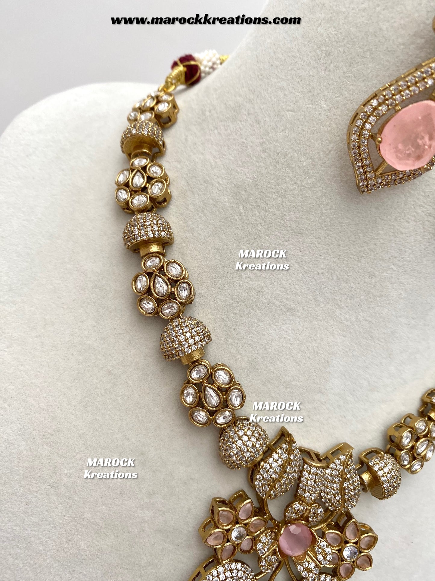 Milly Premium Quality Moissanite Kundan and American diamond Statement necklace set