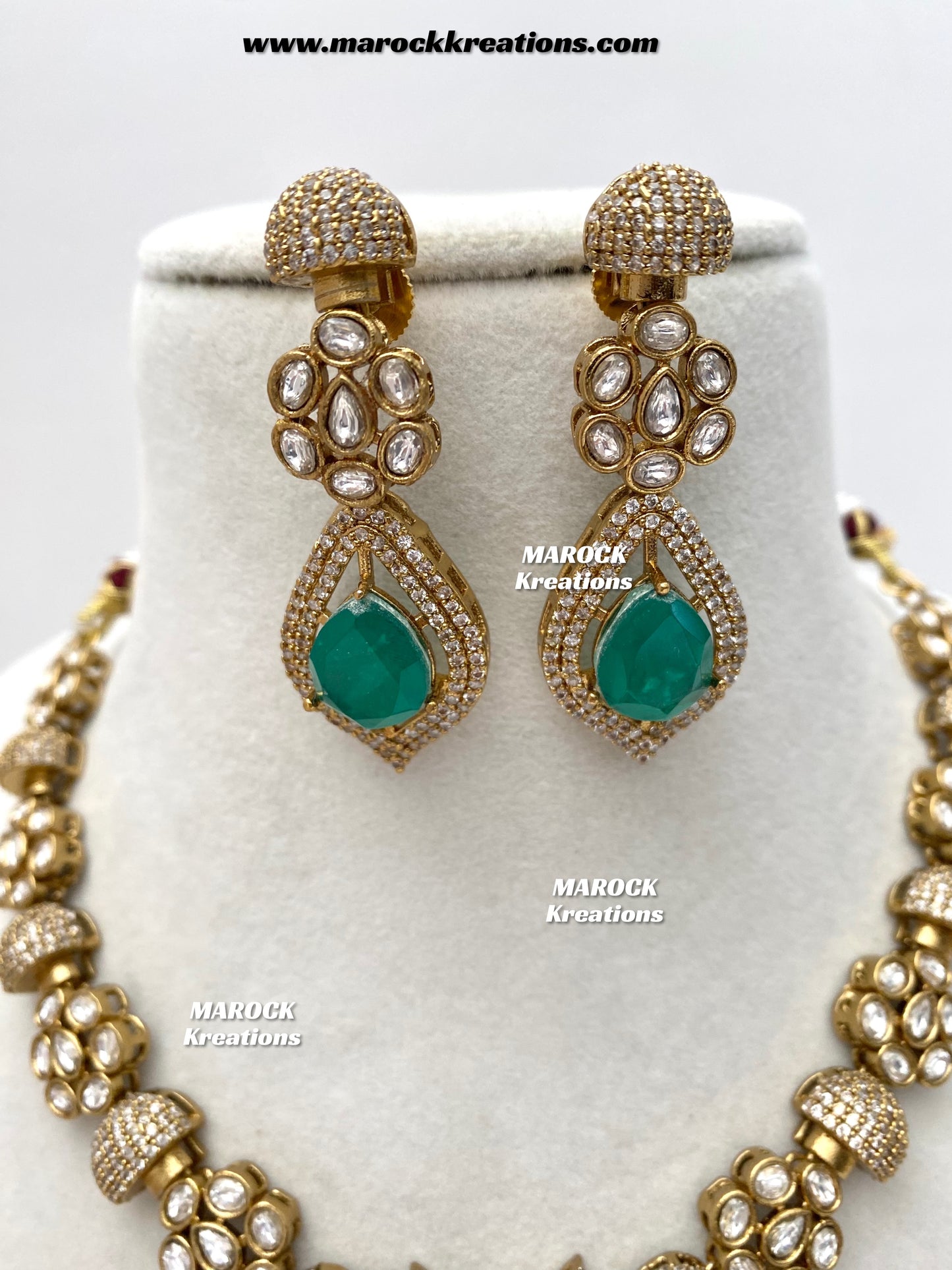 Milly Premium Quality Moissanite Kundan and American diamond Statement necklace set