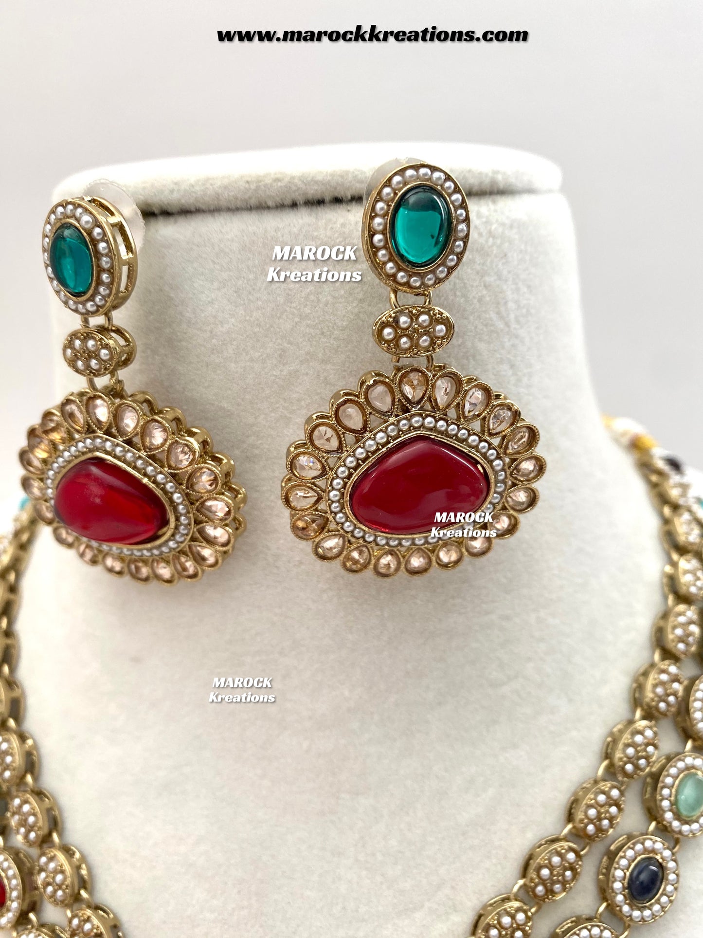 Nadira Kundan Polki double layer Necklace set