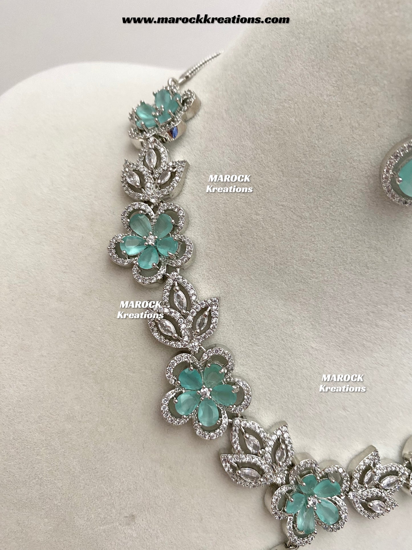 Sibani Silver American Diamond Necklace set