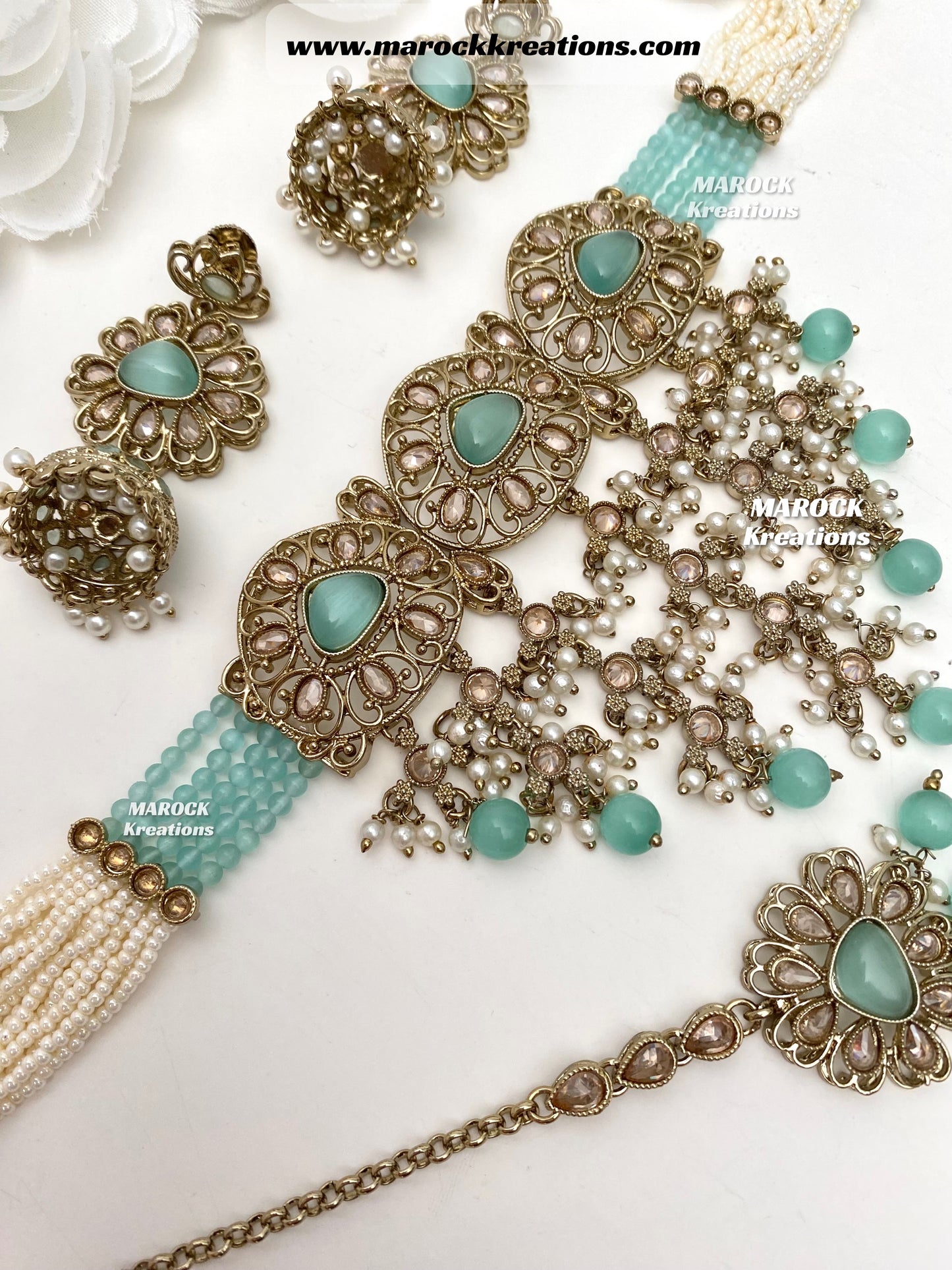 Amaira Antique Gold Polki choker set