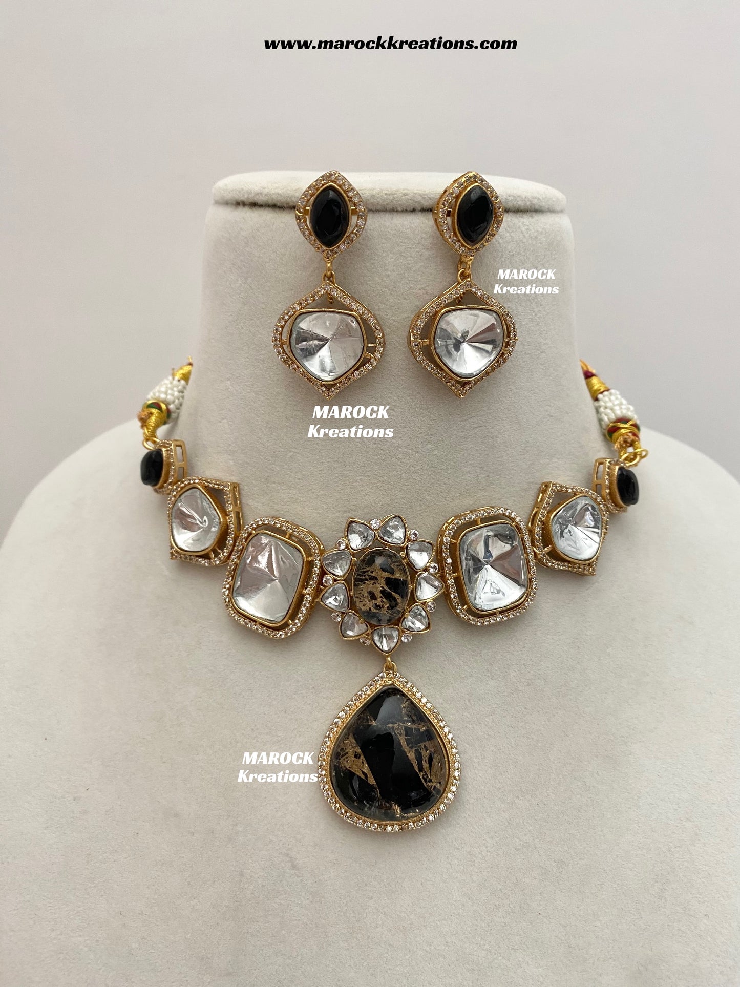 Kalpana Premium Quality Moissanite Kundan and doublet stone Statement Choker set