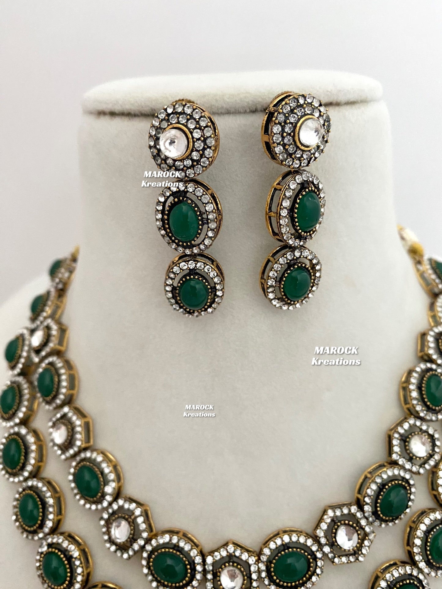 Sheenam Victorian Kundan Double layer Necklace set
