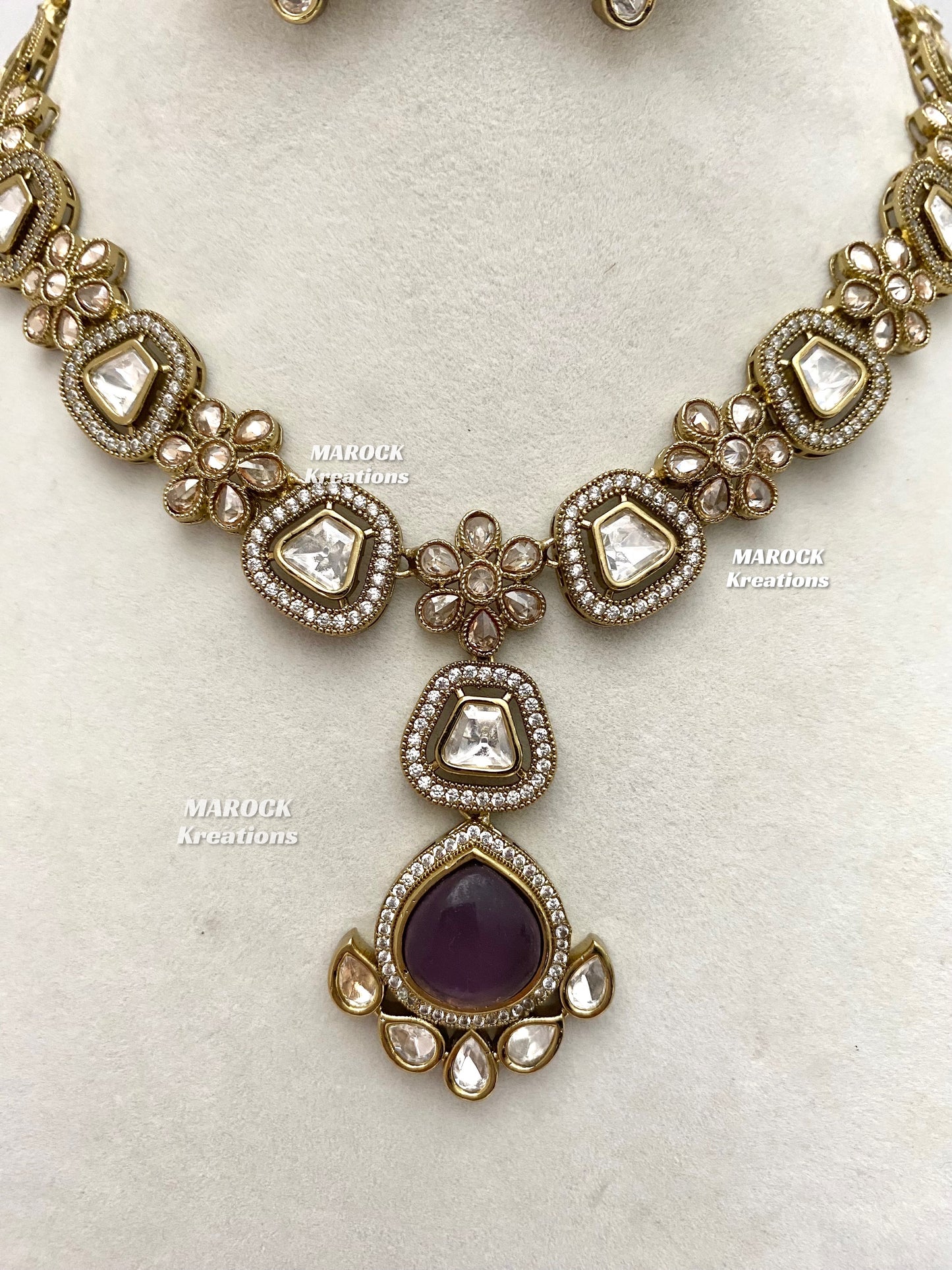 Amara Premium Quality Moissanite Kundan Necklace set
