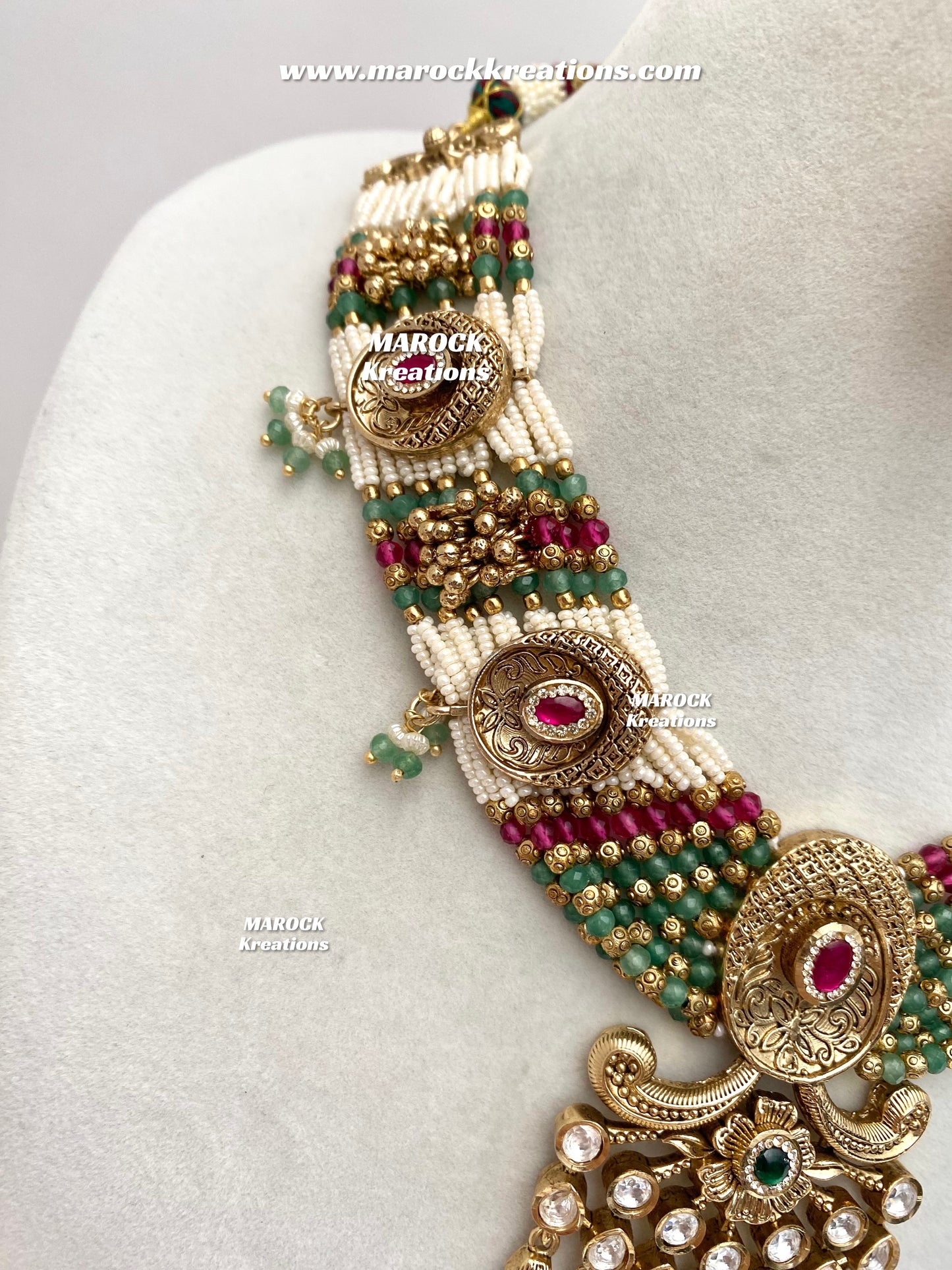 Arifa Premium Quality Gold Plated Rajwadi Necklace set